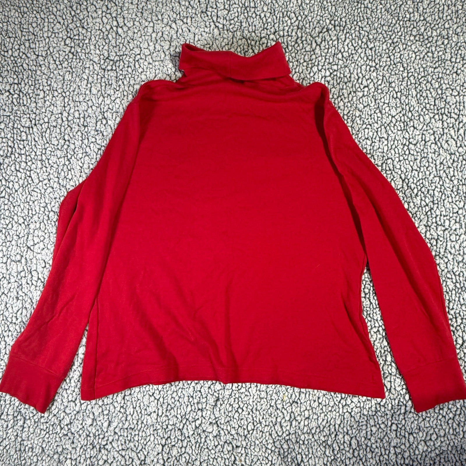 Vintage Sears Perma-Prest Red Turtleneck Top 100% Cotton Long Sleeve Womens
