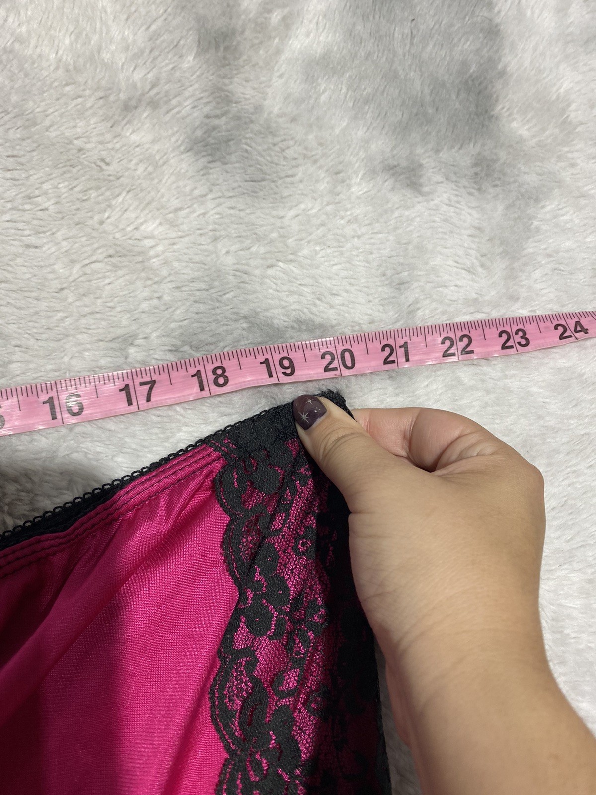 Vintage Dawn To Dusk Half Slip Skirt Magenta Pink Black Lace Large 30/32
