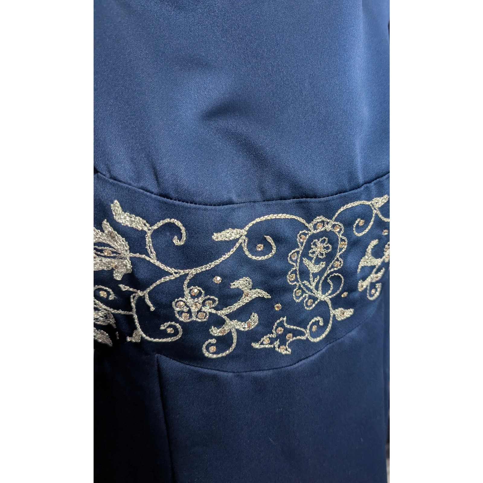 50s 60s House of Branell Navy Rhinestone Party Dress Fits 6 8 vintage glam R1