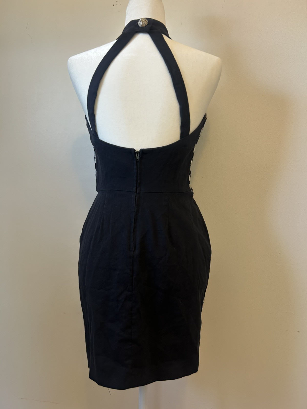 Vintage 80s/90s Private Club Studded Embellished Bustier Halter Bodycon Dress