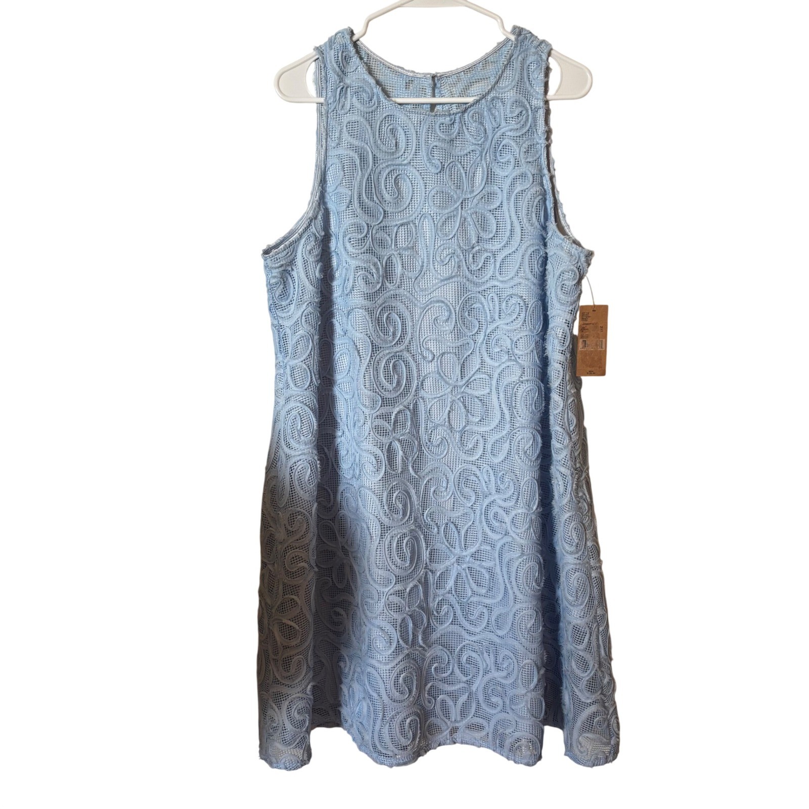Cremieux Women’s Retro Dress 14 NWT Floral Appliqué Blue Lined