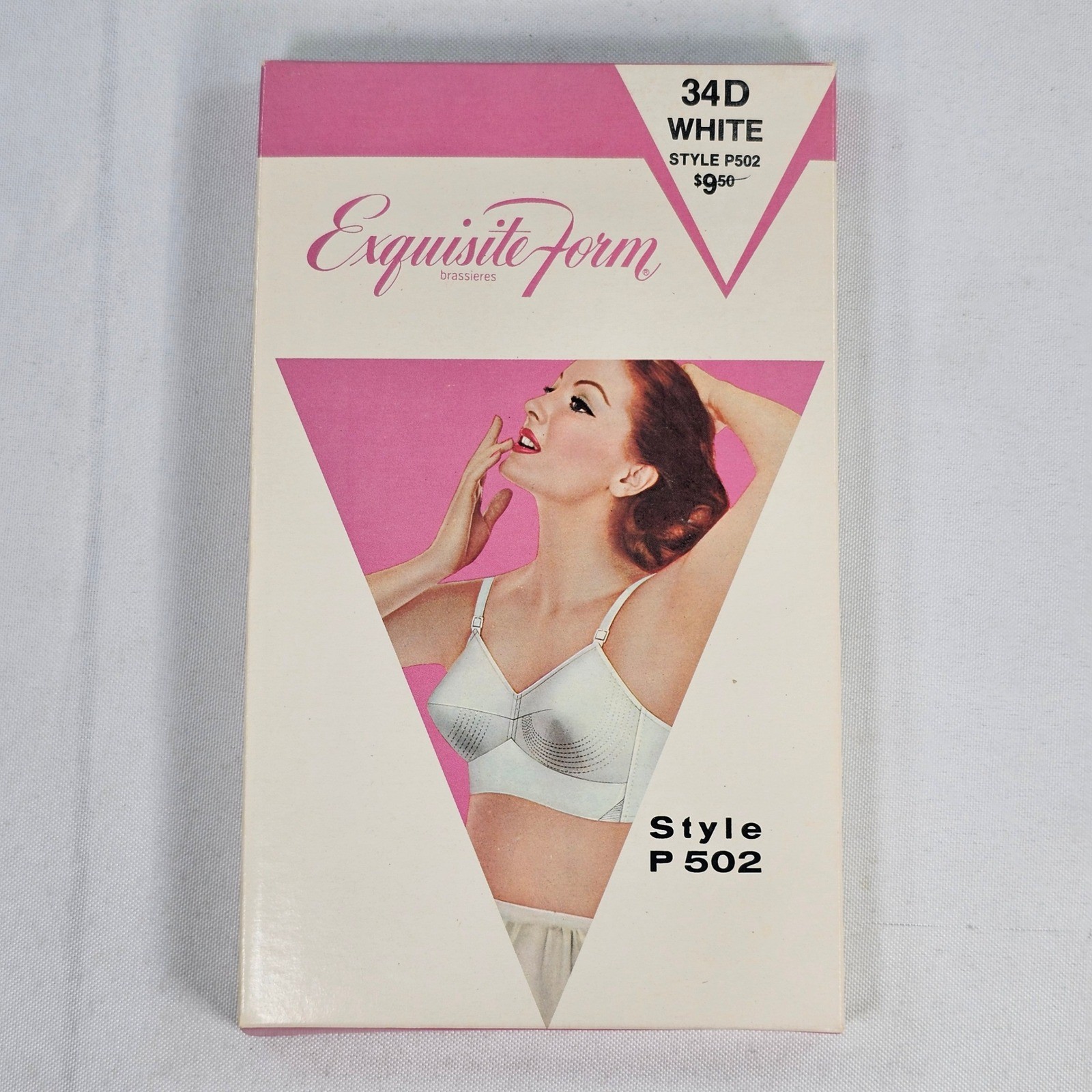 New Vintage Exquisite Form Style P502 White Bullet Bra 34D Cone Retro Lingerie