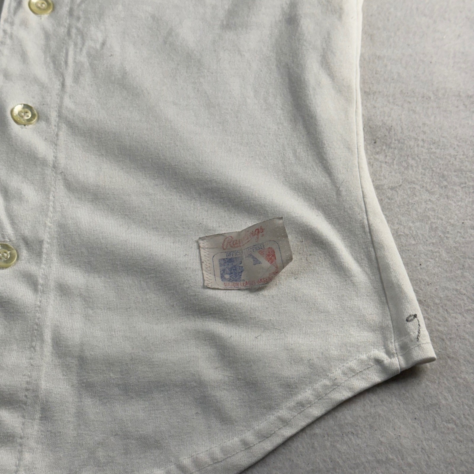 Vintage Rawlings Kansas City Royals Baseball Jersey White Blue Made in USA Small
