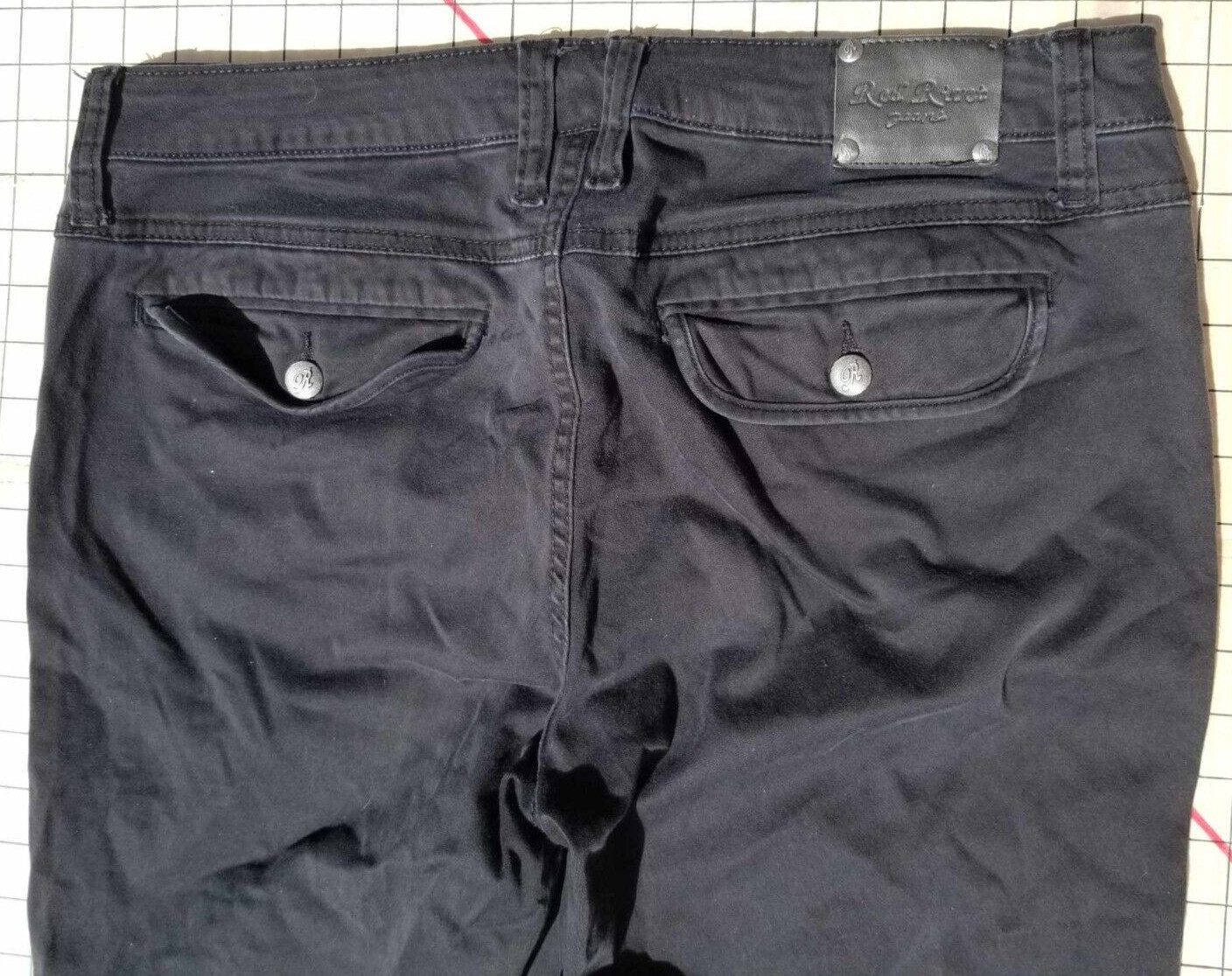 VINTAGE RED RIVET JEANS Black Size 16 Cargo Pockets 1990’s Emo Goth Punk