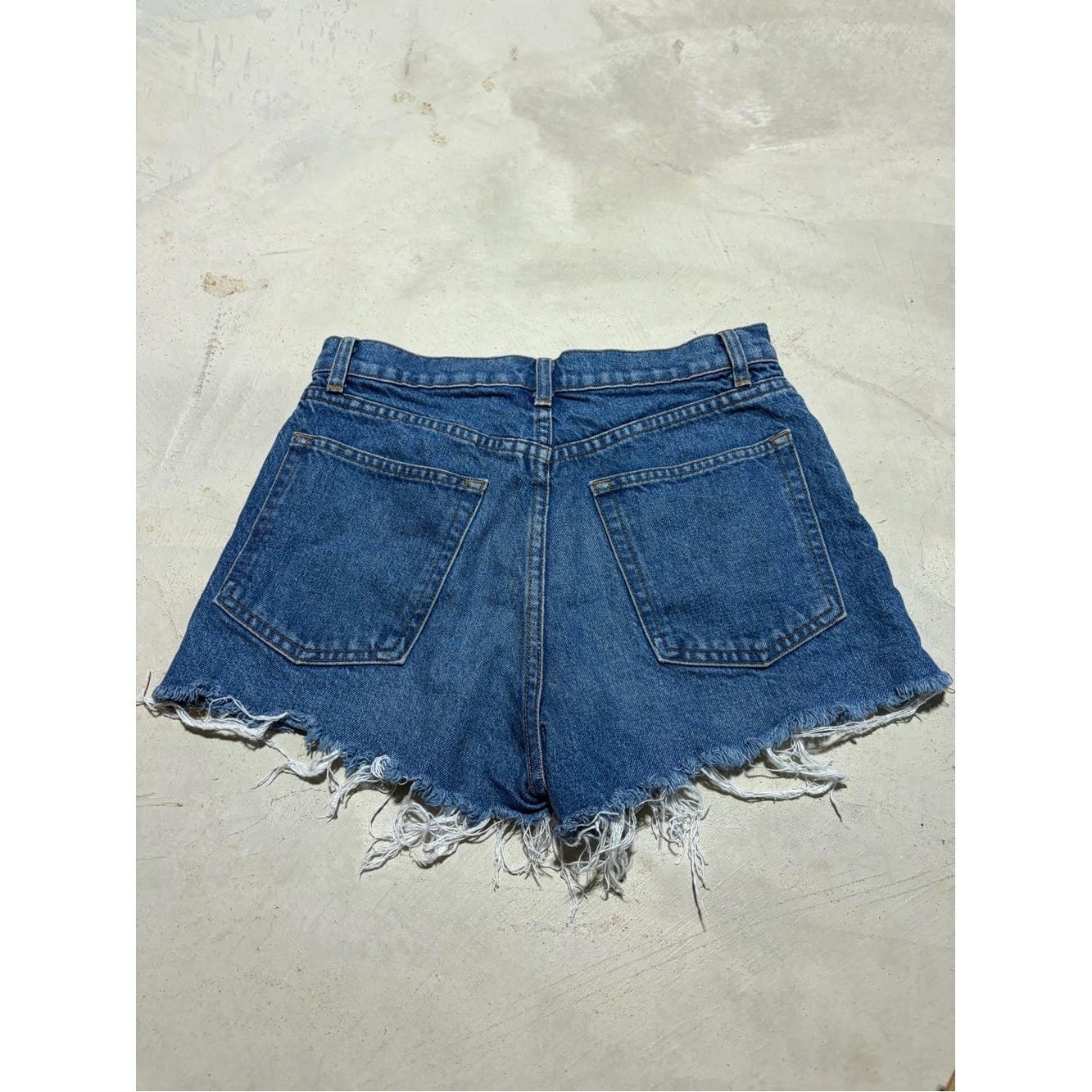 Reformation Dixie High-Rise Distressed Denim Shorts 26