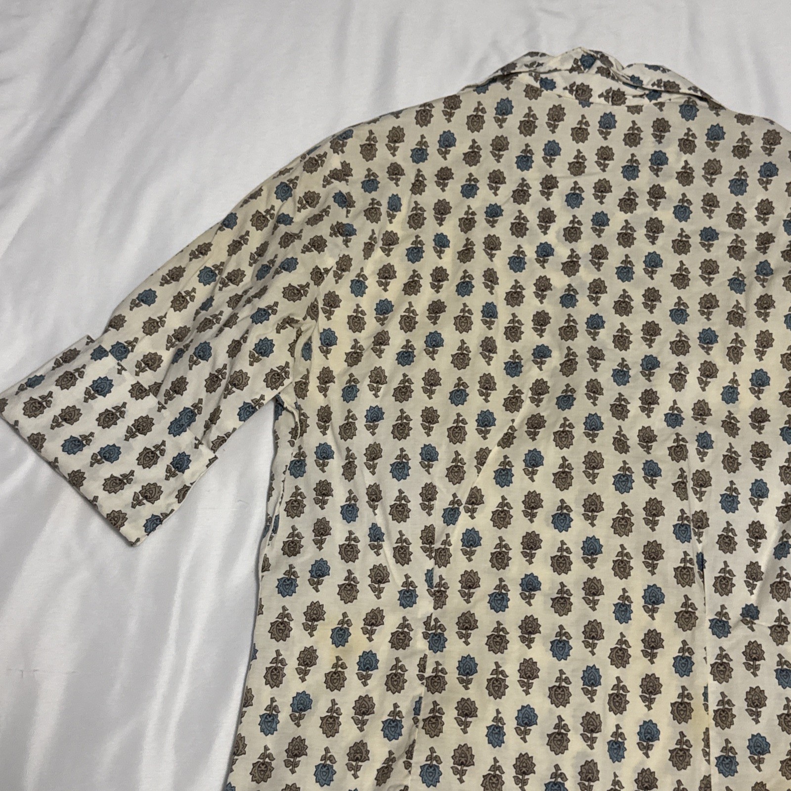 1960’s-1970’s Ship N Shore Button Up Blouse Shirt Rose Floral Pattern VTG READ