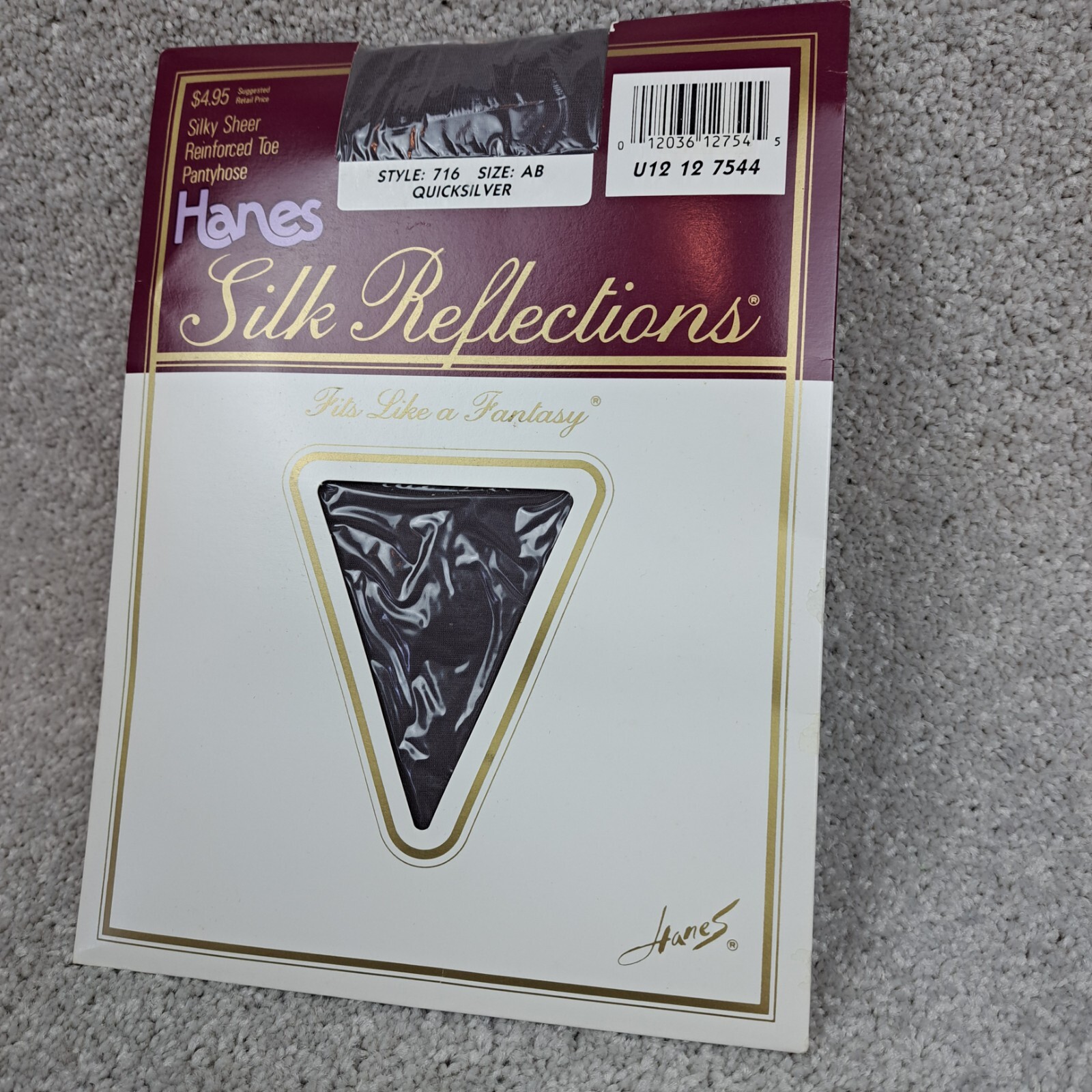 Hanes Silk Reflections Size AB Vintage Pantyhose Quicksilver Style 716 Reinforce