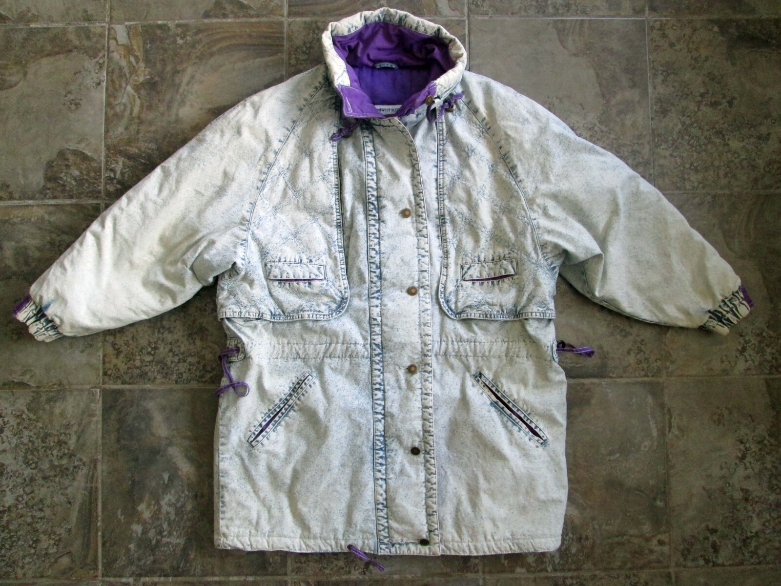 Vintage Northwest Blue Company Medium Jacket Denim Acid Wash 80s Long Quilted