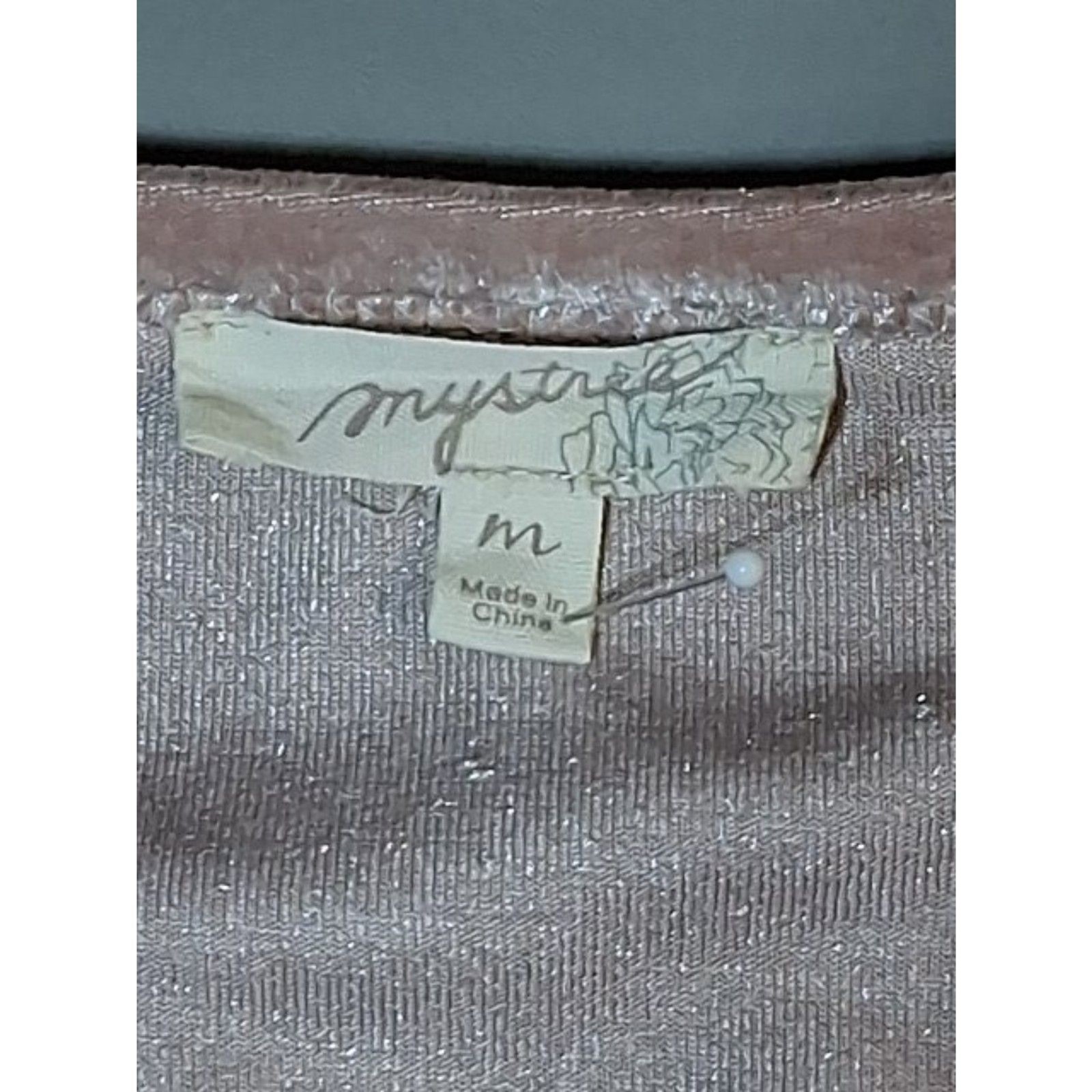Mystree Rose Gold Crushed Velvet Floral Embroidered Boho Tunic Mini Dress M