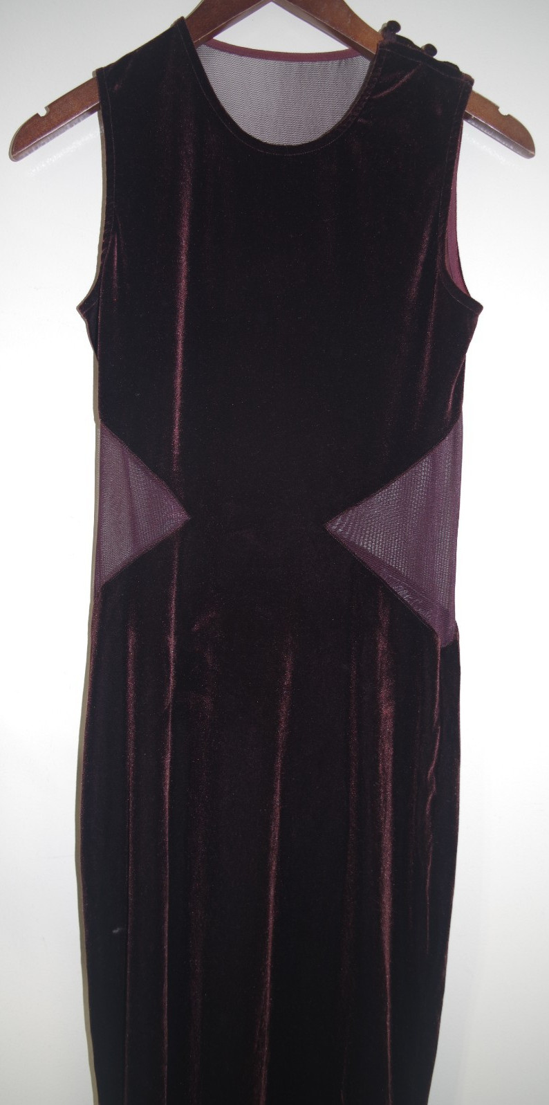 S2 Vintage Eletra Casadei Brown Gown Dress SMALL Tulle Mesh Stretch MOD Inserts