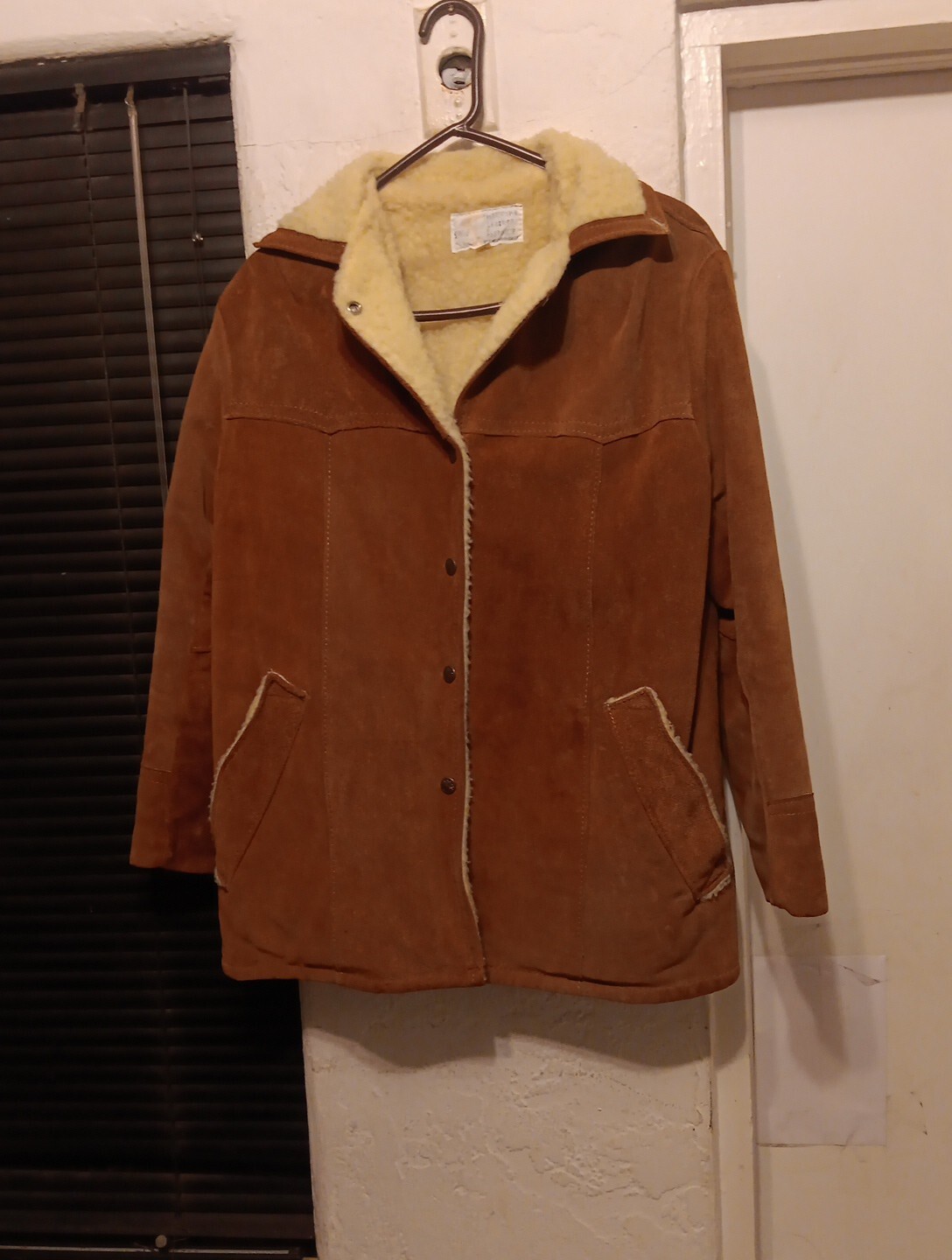Simco Coat Suede Leather Vtg 60s 70s Western Trucker Jacket Fur Sherpa Womans 14