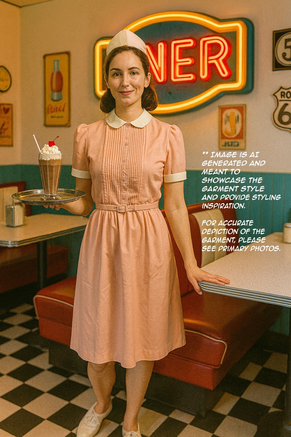 Vintage 50s 60s Pink Shirtwaist Dress w/ Belt Pintuck Bodice Secretary Mad Men