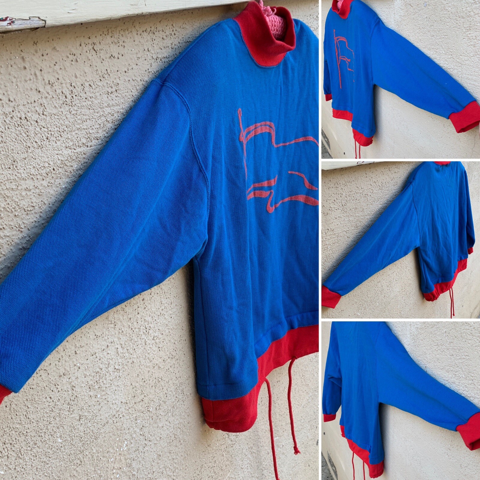 Vintage Parcours by Tan Jay Flag Graphic Sweatshirt Top 80s 1980s Original Tags