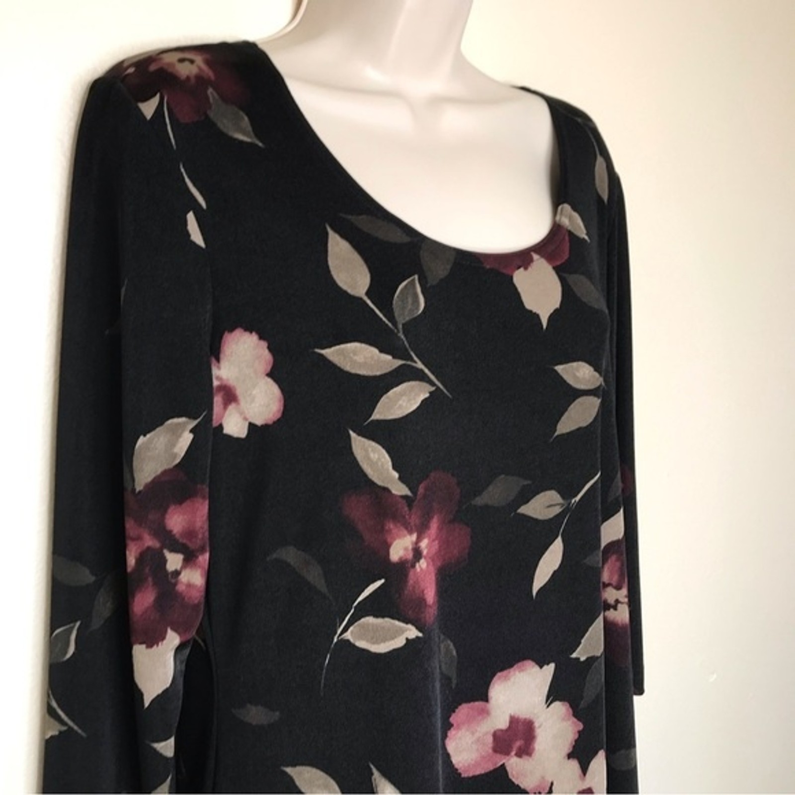 Vintage Imagio Floral Slinky Stretchy Sheath Dress Women Size Large Made In USA