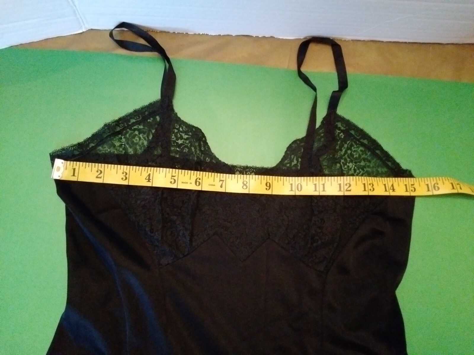 Womans Vintage Full Slip Dress Chemise European SZ Small Black Full Lace Bodice
