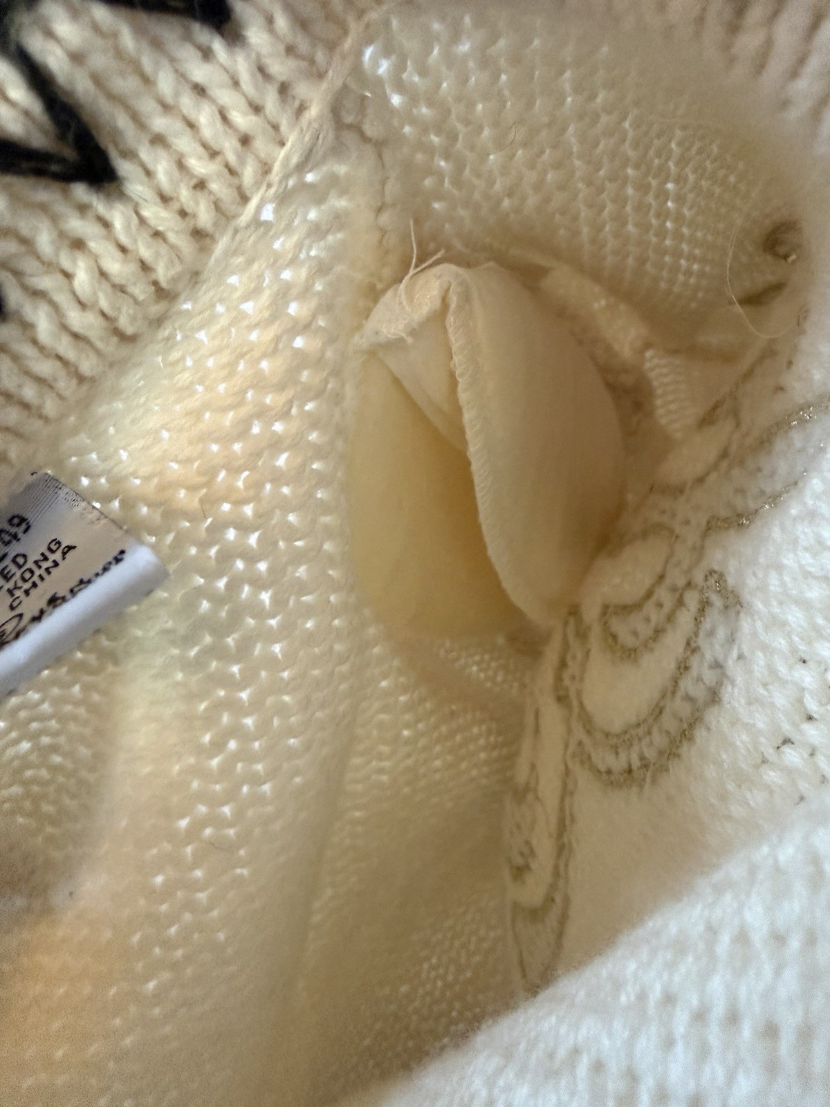 Vintage Bonnie & Bill Sweater S Cream Fleur De Lis Knit Embroidered Tassel 80s
