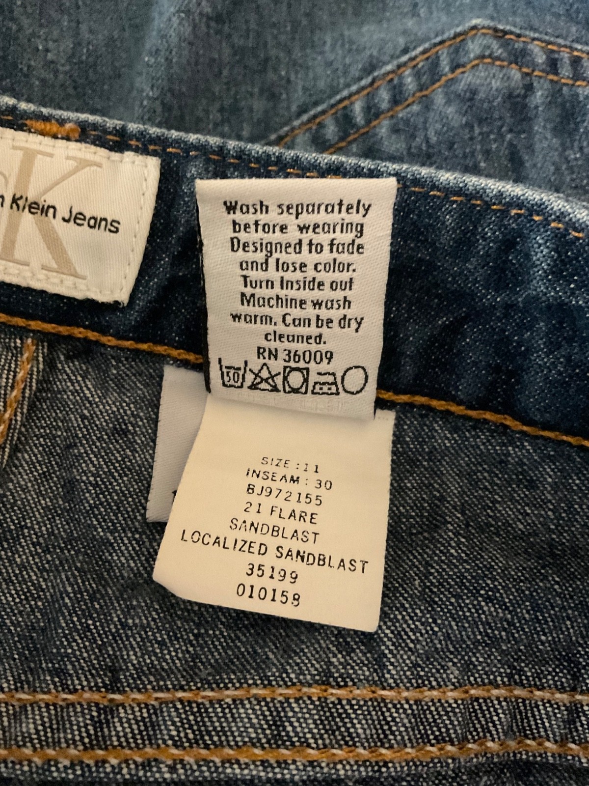 Calvin Klein CK Jeans Size 11 RARE Vintage USA made 100% Cotton Denim UnWorn