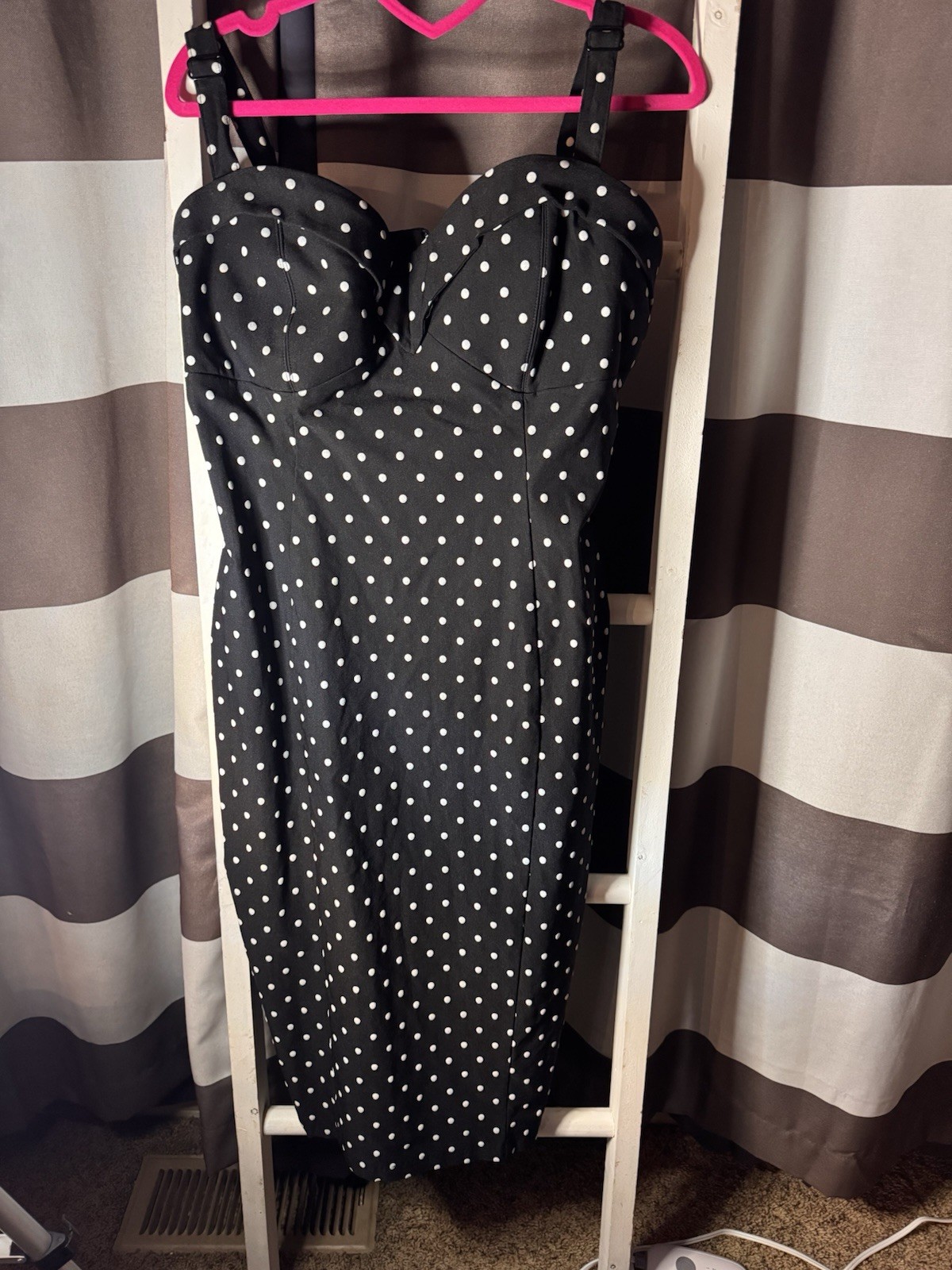 1950s Vintage Rockabilly Pinup Girl Polka Dot Swing Dress Size 2XL
