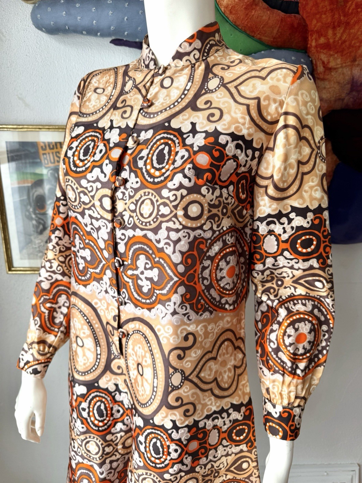 1960s SATIN ROMPER Vintage Jumpsuit ‘Aladdin’ One Piece Shorts Suit Psychedelic