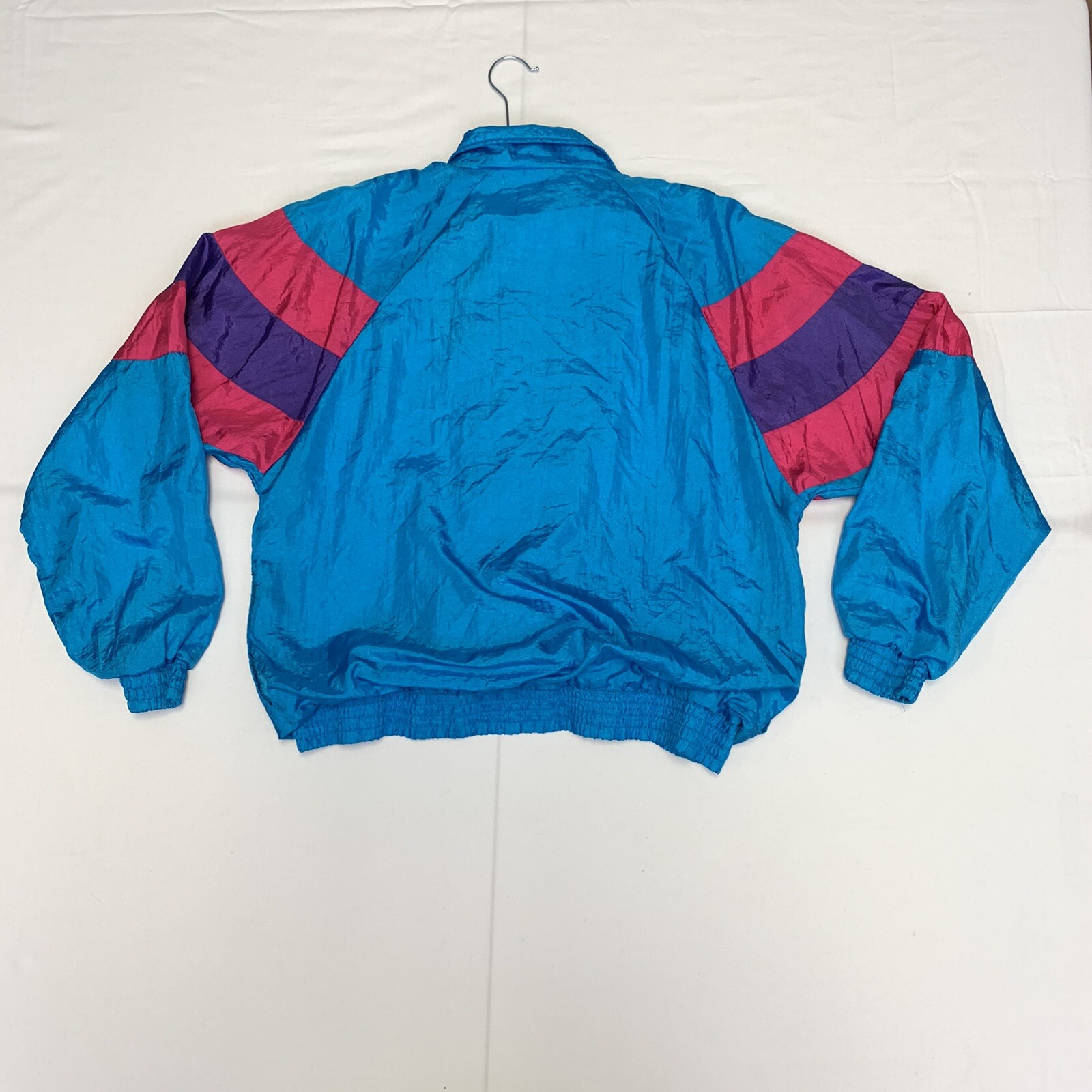 Vtg 90’s Longstreet Missy Windbreaker Track Jacket Hot Pink Purple Blue Medium
