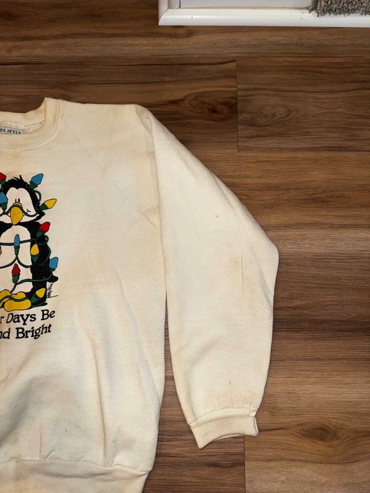 Vintage 80s Ugly Christmas Sweater Penguin Size Large