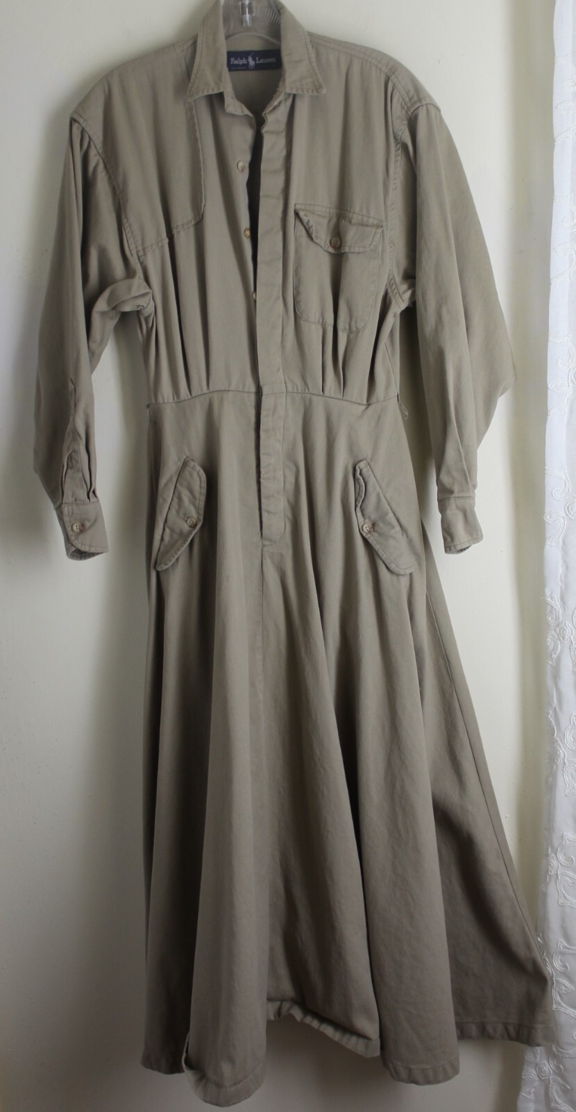 Ralph Lauren Sz 6 S M Very Vintage 70s 80s USA Safari A-Line Western Maxi Dress