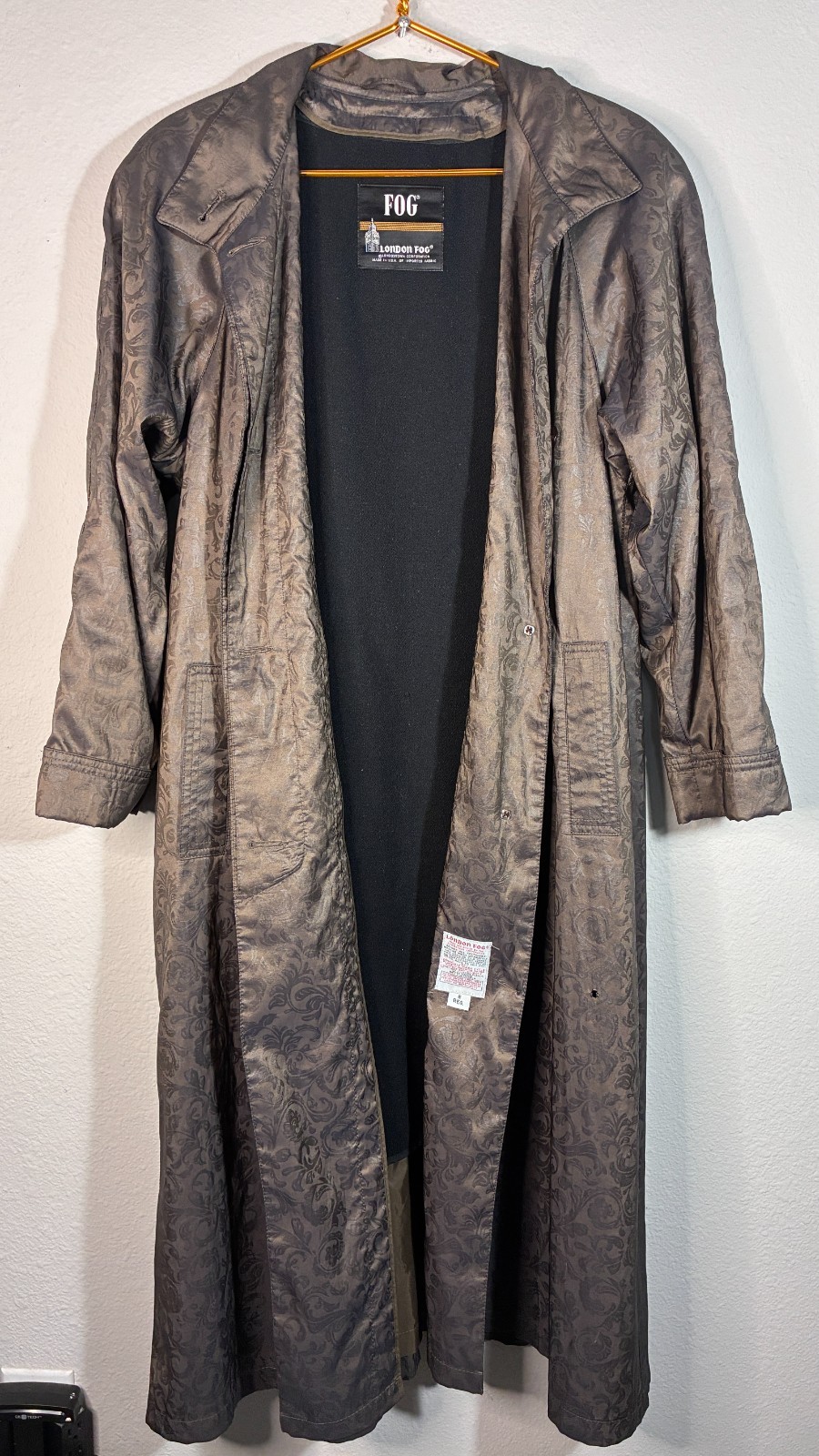 Vintage London Fog Trench Coat Women’s Duster Brown Paisley Liner Sz 8reg – READ