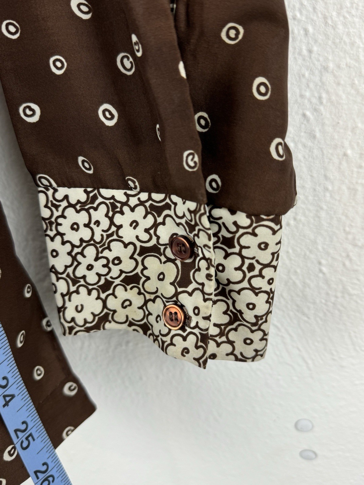 Vintage 1970s Blousemaker Lady Arrow Brown Floral Button Up Shirt