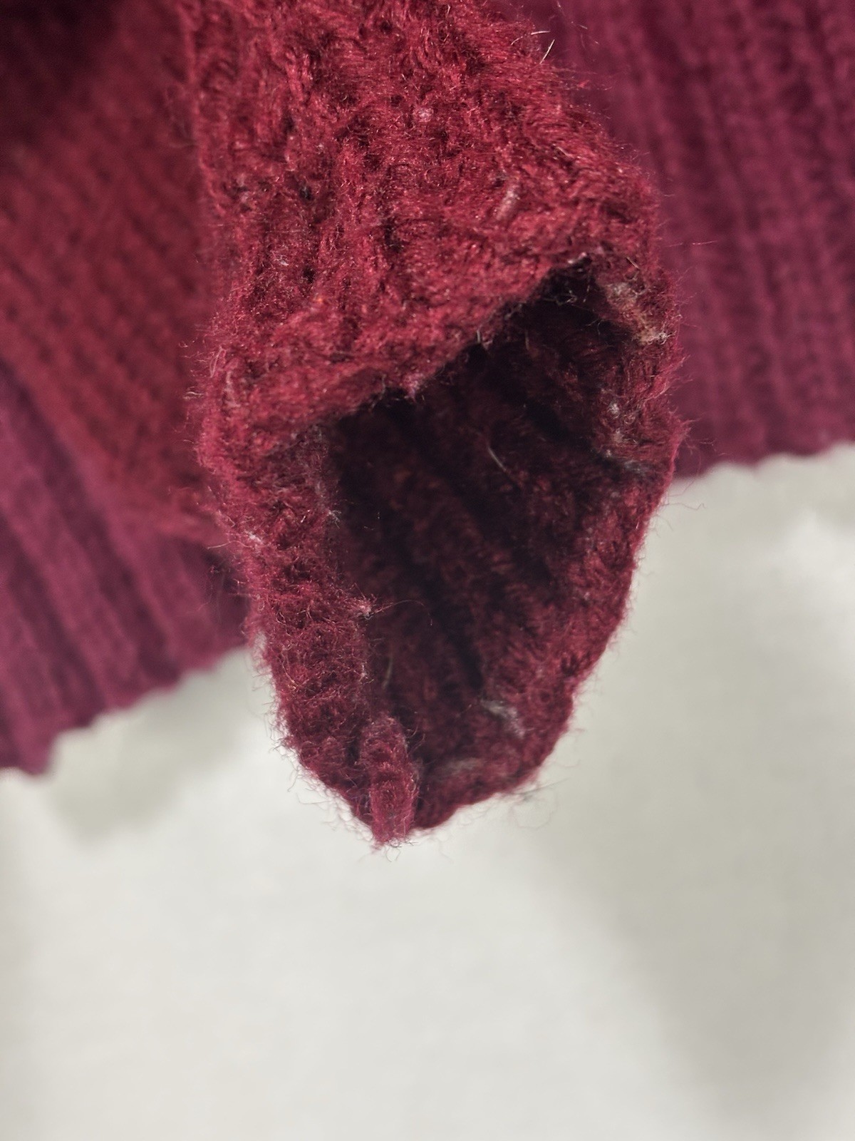 Vintage Two-Tone Red Chunky Hand Knit Turtleneck Sweater Womens M/L Thick Chunky