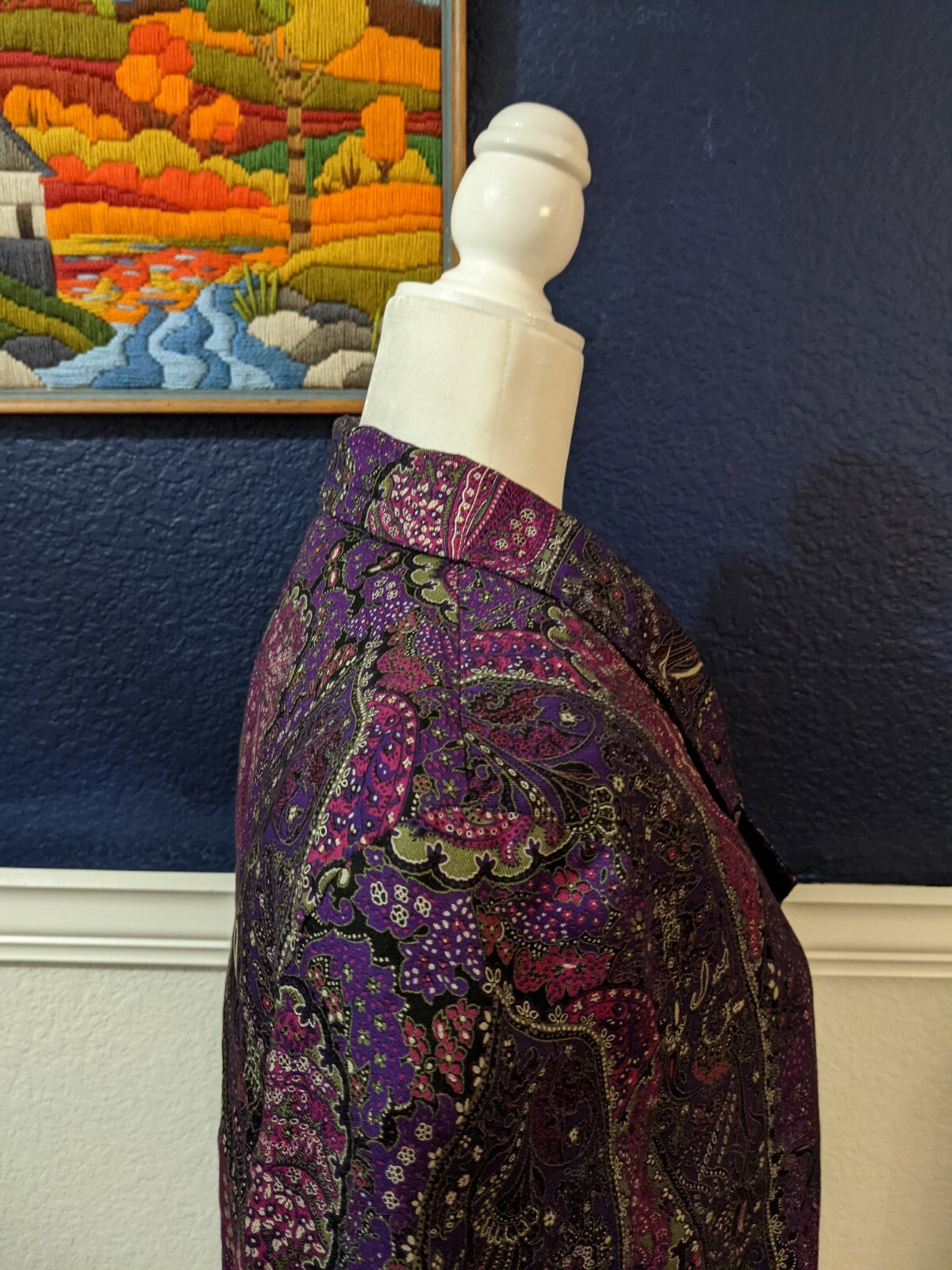 VTG Pia Rucci Paisley Floral Purple Jacket Blazer Sz 8 Medium M