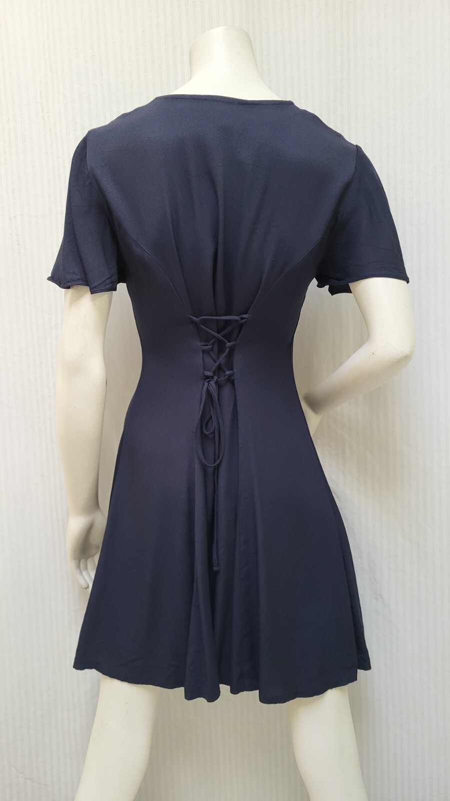 Vintage 1990’s Be Smart Blue Button Front Tie Back Dress – Size S