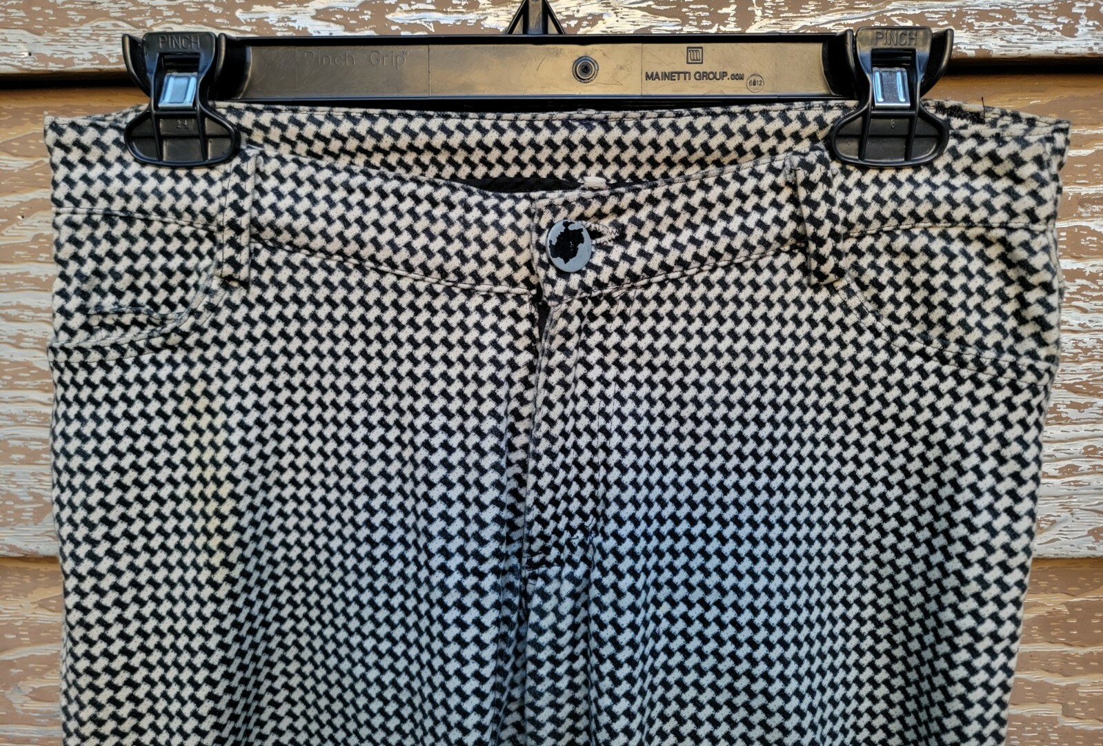 VTG 1960s Womens Stretchy Knit Pants Checkered Crown C&C Zipper Size 6-8 28″-30″