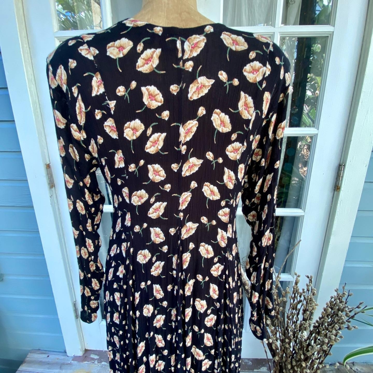Vintage STARINA Grunge Revival Floral Black Dress Witch Whimsigoth Cottagecore S