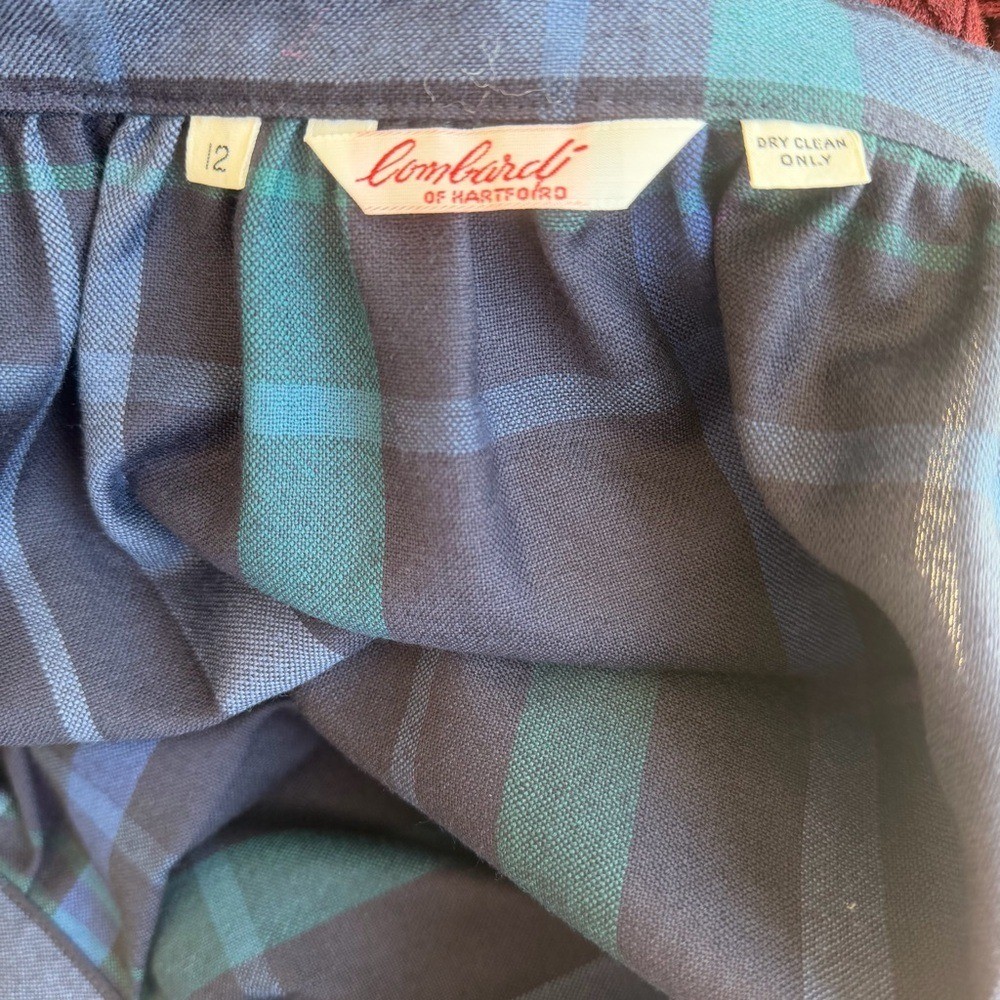 Vintage Lombardi of Hartford Plaid Pencil Skirt Pockets Wiggle Blue Academia L