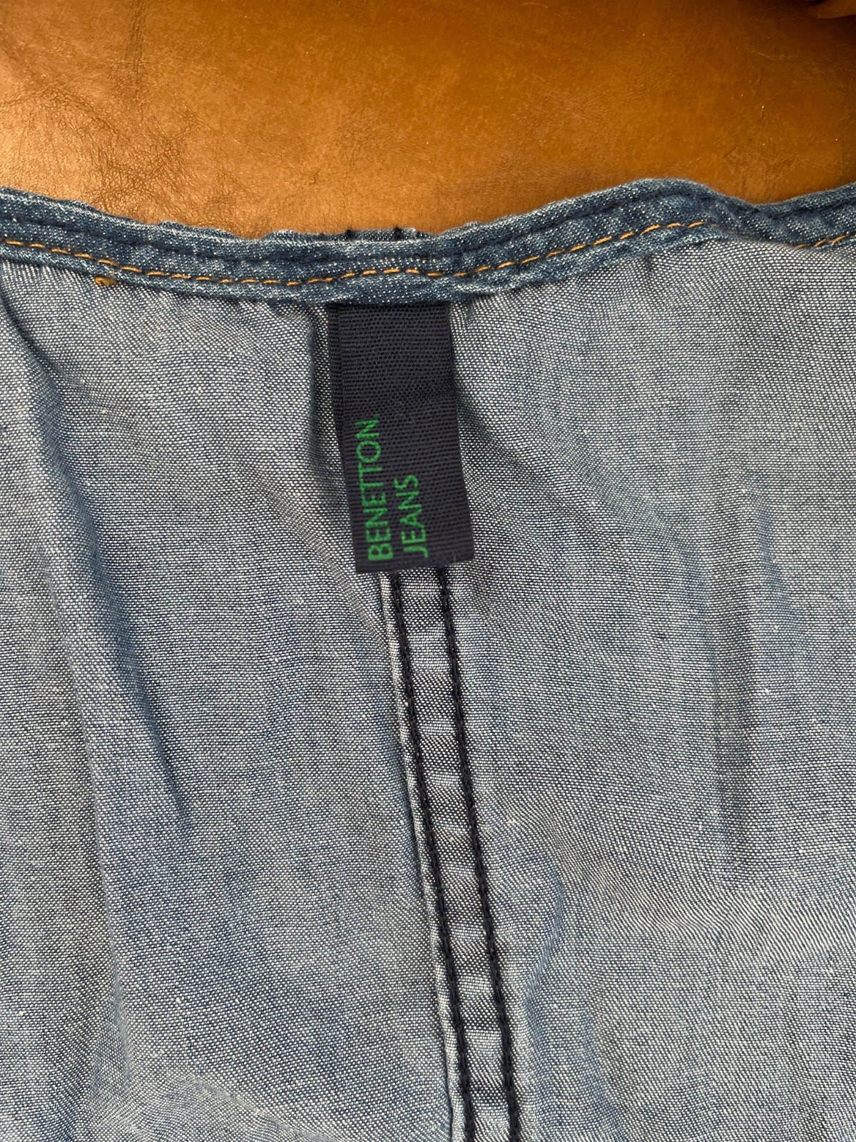 Vintage Benetton Jeans Denim Vest Y2K Tailored Waistcoat Blue Size S