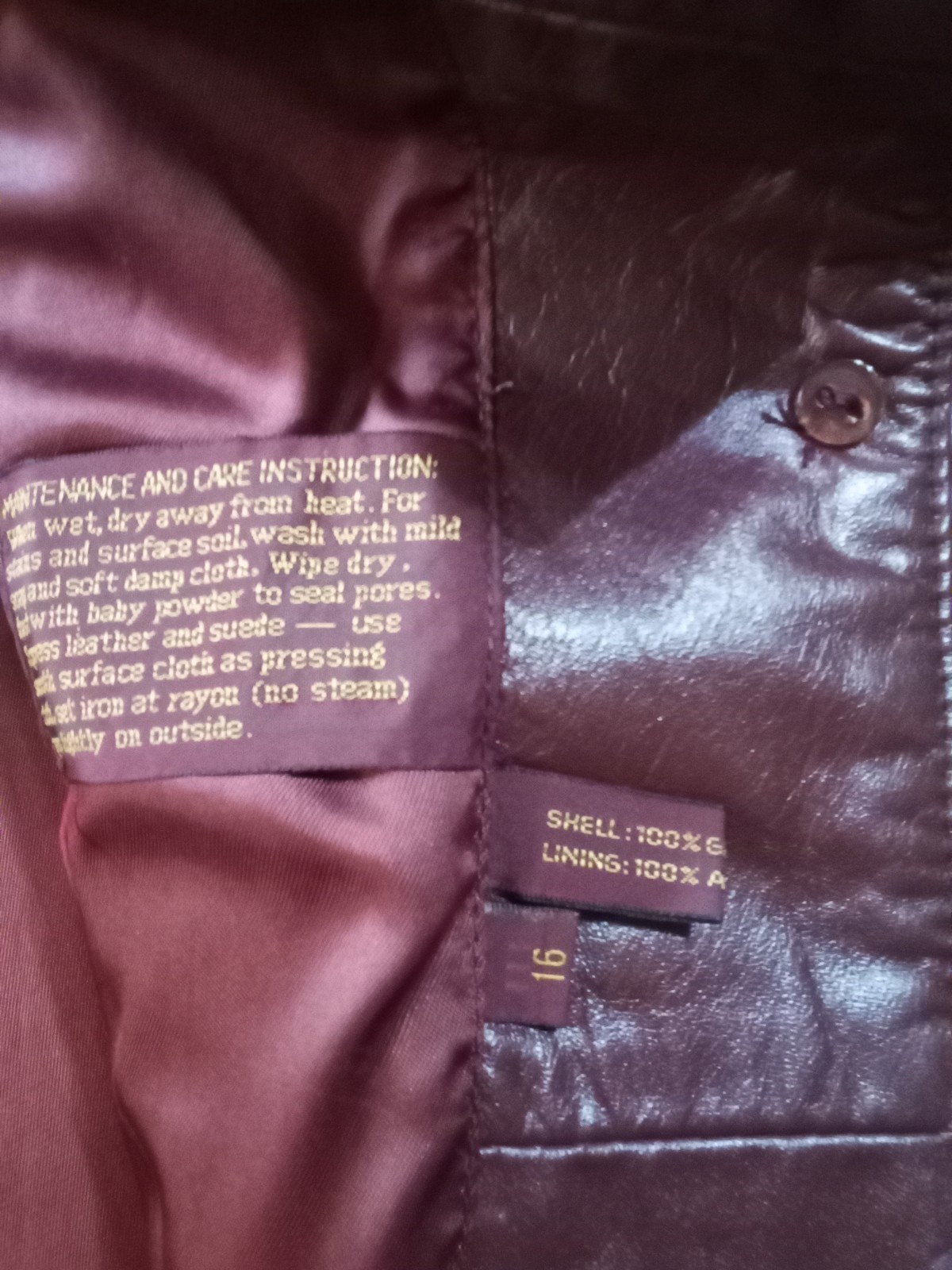 Vintage Etienne Aigner Burgundy Oxblood Genuine Leather Jacket Blazer Size 16