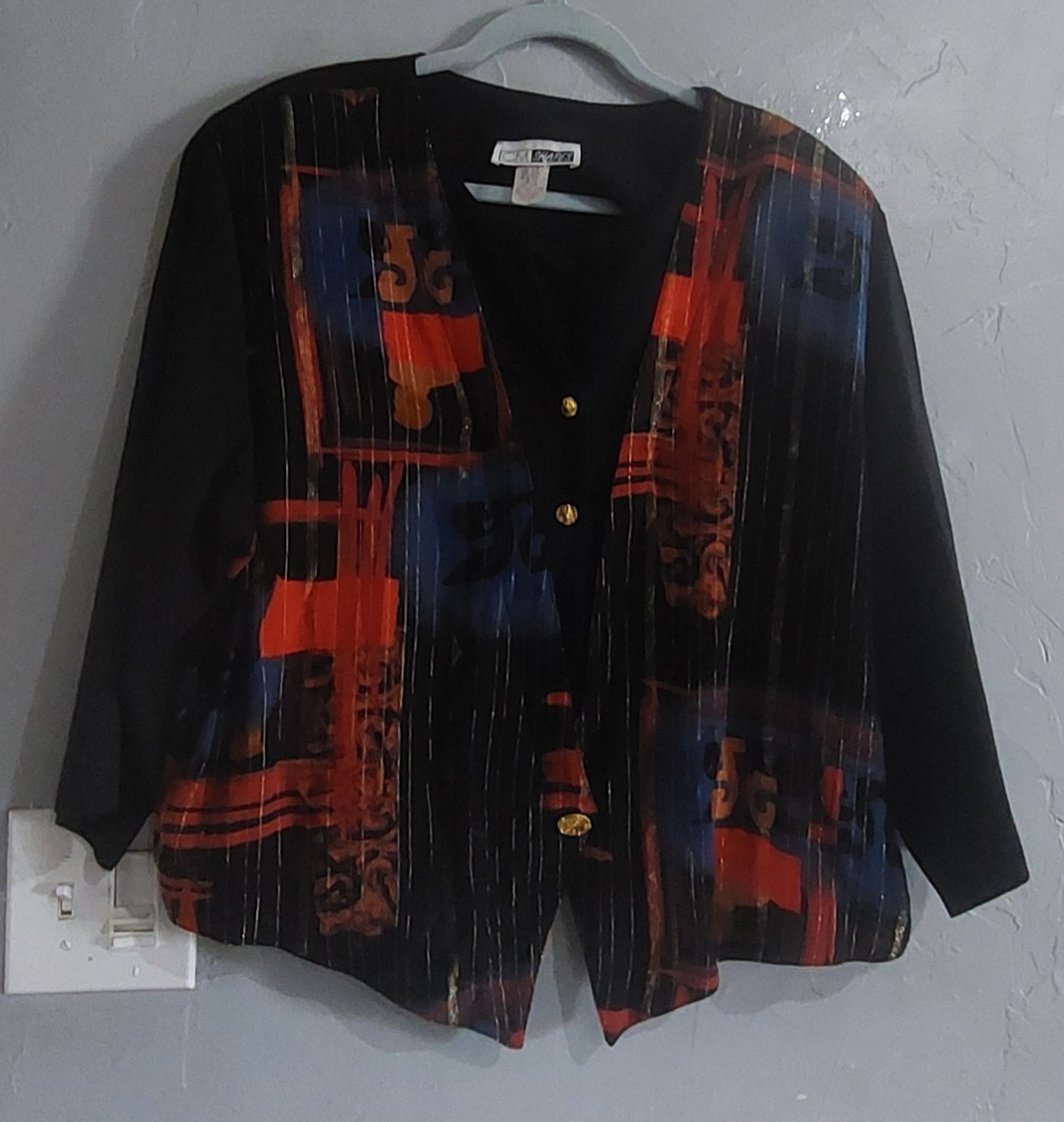 vintage C.M. Shapes geometric abstract print jacket, 90s,women 2x