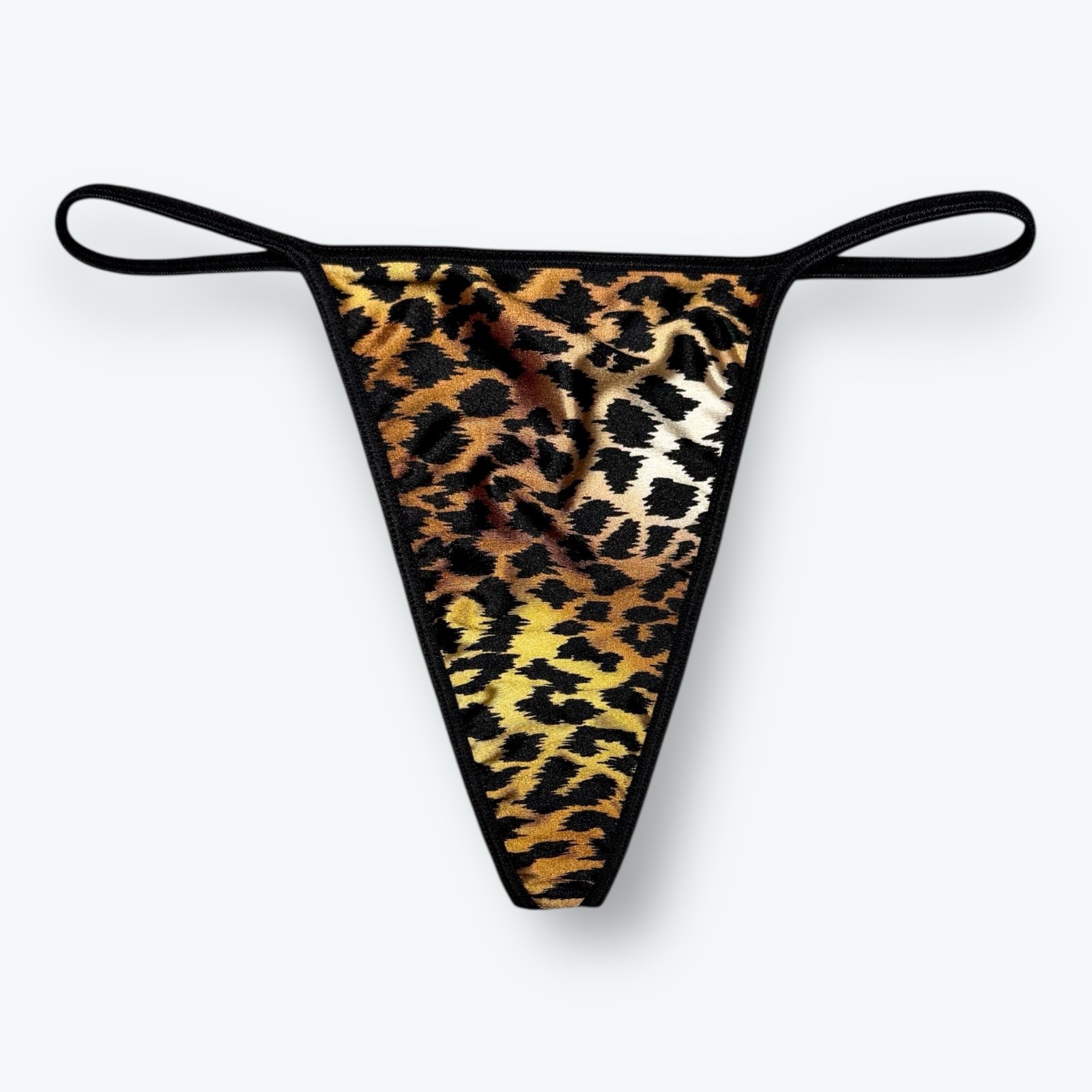 Satin V-String Hi-Cut Thong Leopard Print 2XL