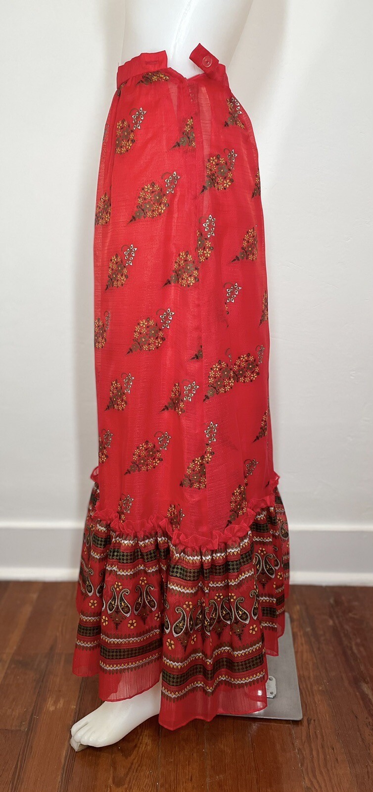 VTG 70s Miss Shaheen California Hawaii Long Maxi Skirt Floral Paisley SZ 8