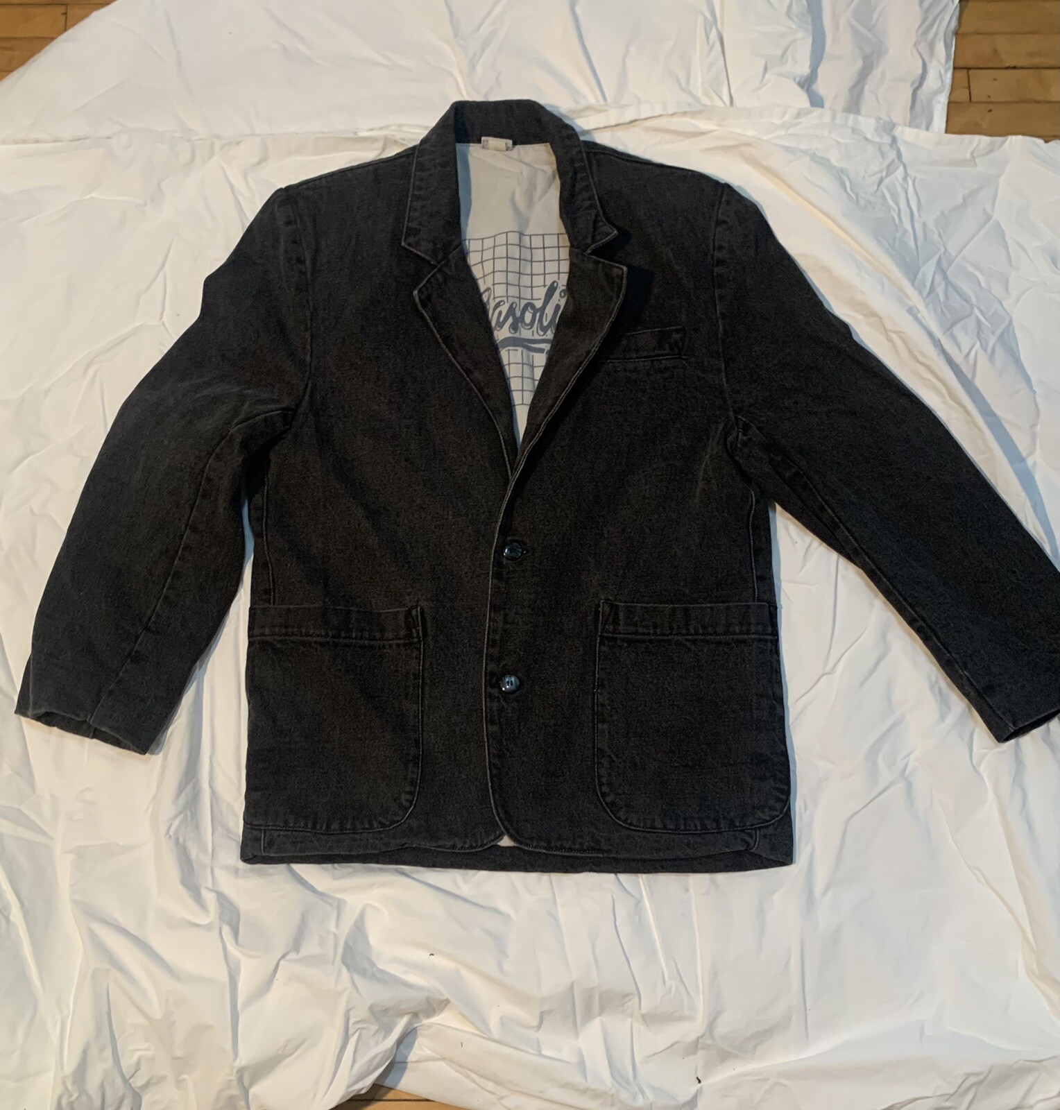 Jean Jacket Vintage Gasoline Brand Juniors Size Small Black Wash