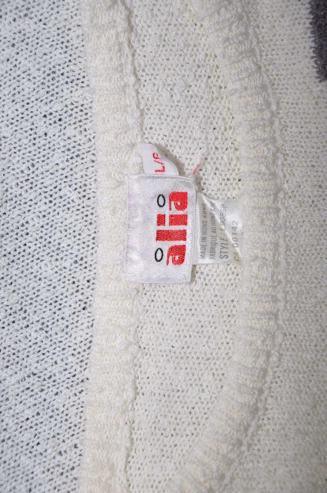 80s Vintage White Gray Clouds Silky Nubby Knit Top Pullover Sweater Women M L