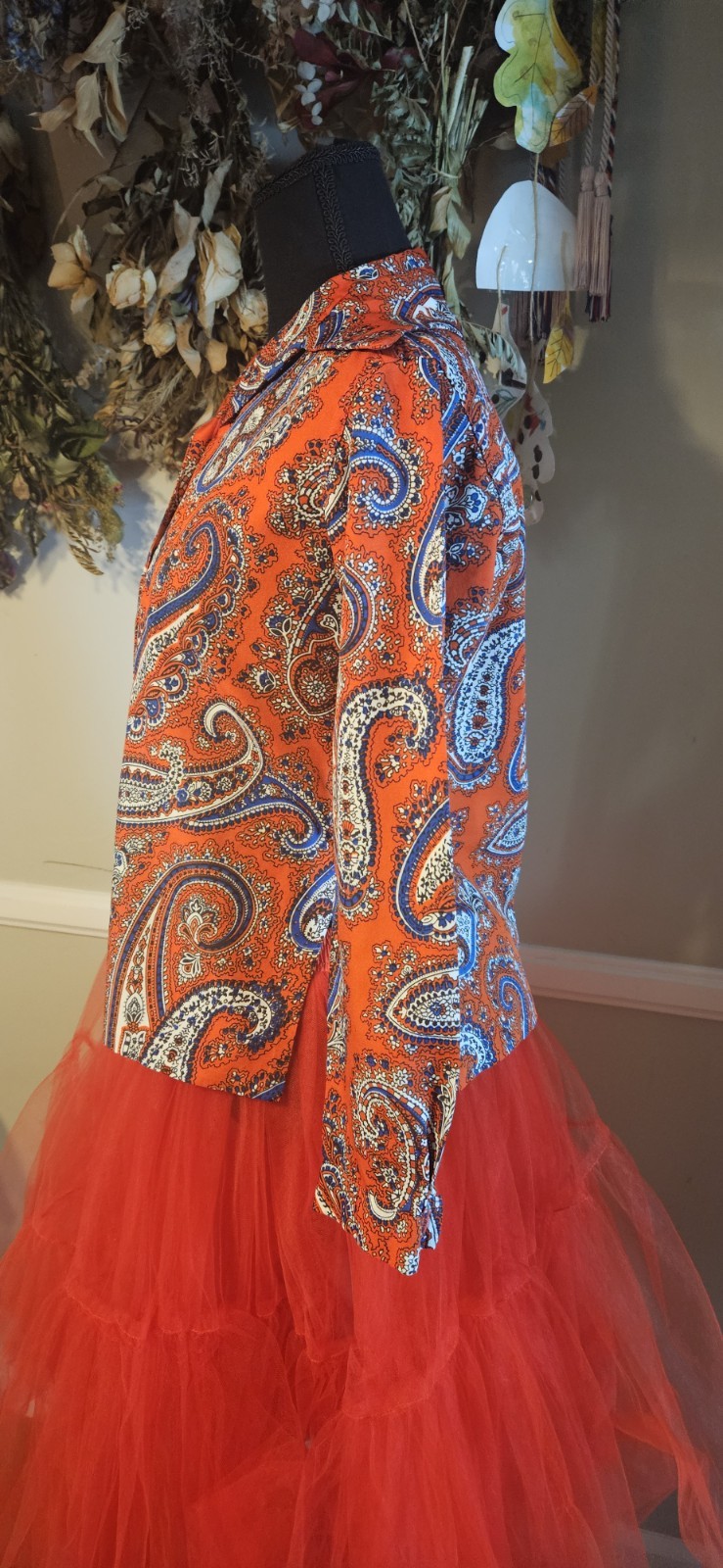 Vintage 197ps Paisley Dagger Collar Button Up Blouse As Is