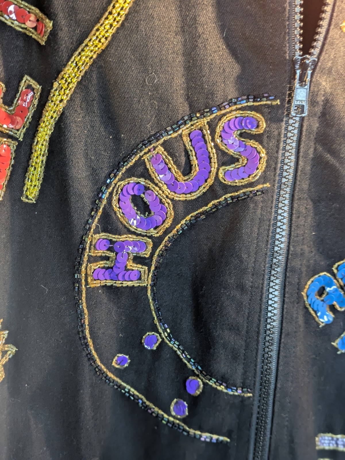VTG 80’s MODI DENIM US POSTAGE Sequin Embellished Bomber Jacket Size 10/12 Coat