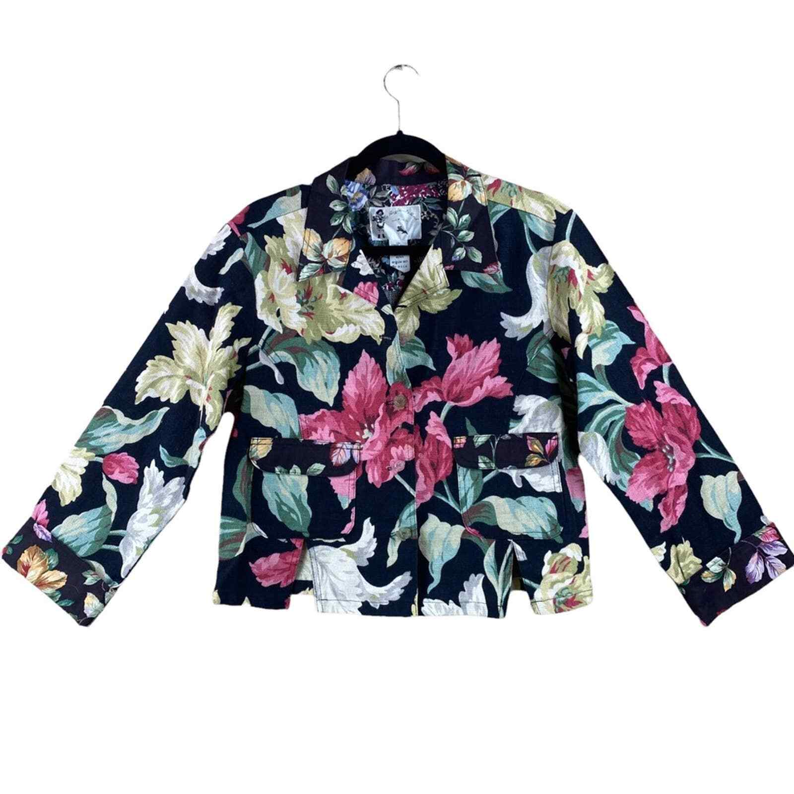 Vintage Floral Barkcloth Jacket Size S My Boyfriends Back Santa Monica