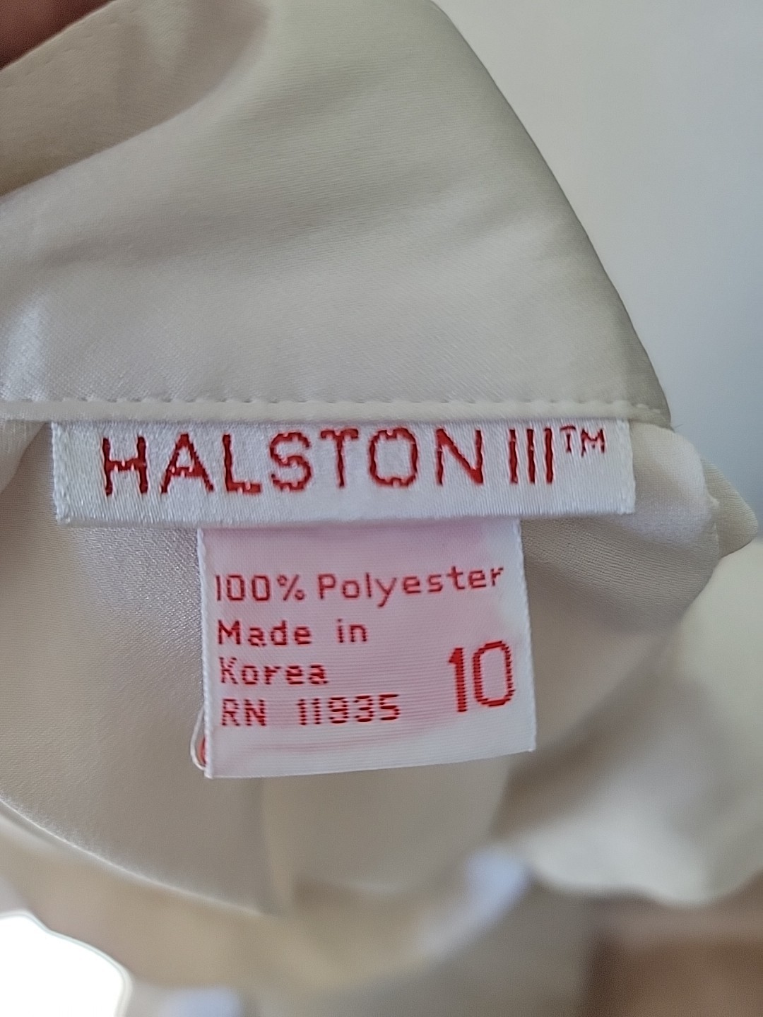 Vintage Halston III Satin Pleated Skirt Sz 10 Ivory Off White Back Zip
