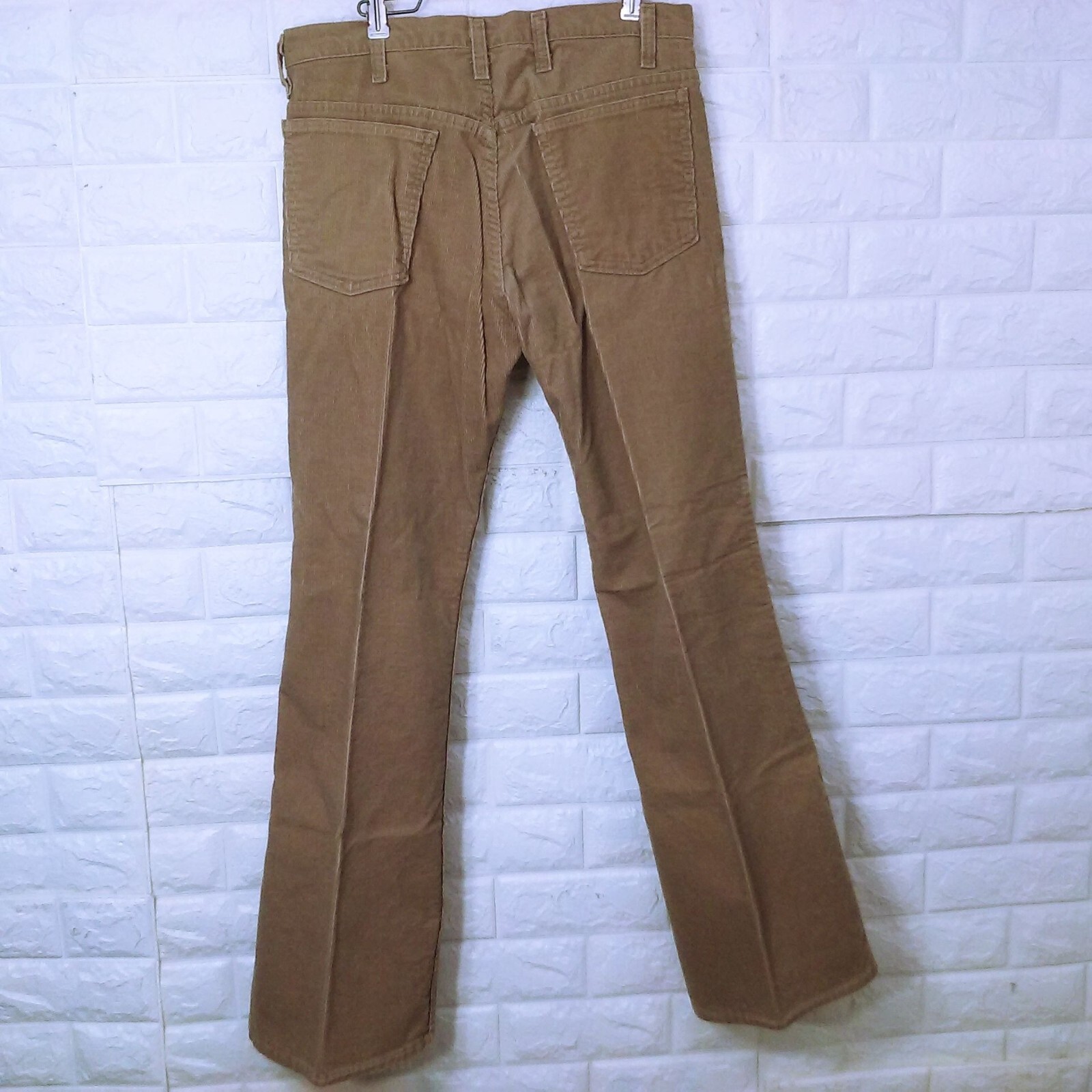Vintage 70s-80s Sears Trim Fit Corduroy Pants 34-Long Western Bootcut Flare Tan
