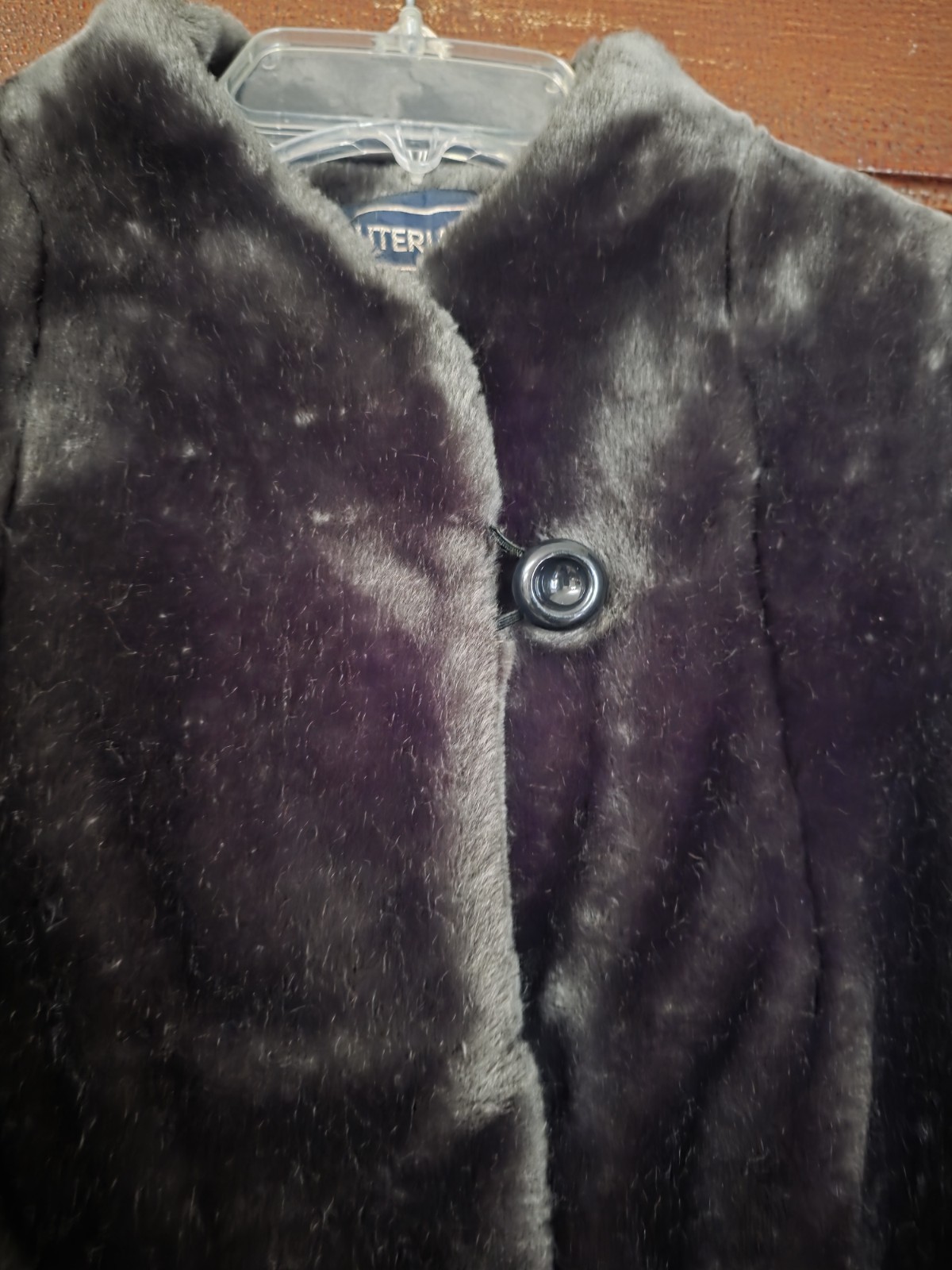 Vintage 80s Outerlayers Coat Faux Fur S 7/8 Dark Gray Mauve Burgundy Mob Wife