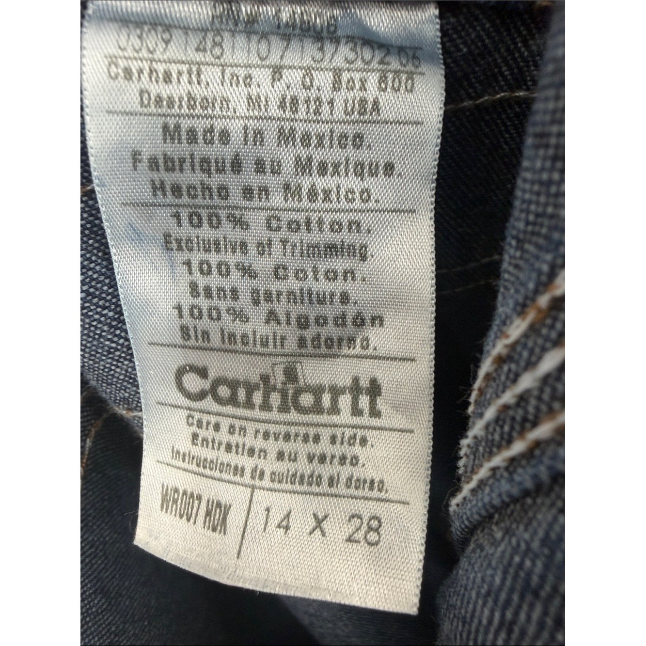 Vintage Carhartt Baggy Denim Overalls Y2K Utility Carpenter 14×28 Best 8/10