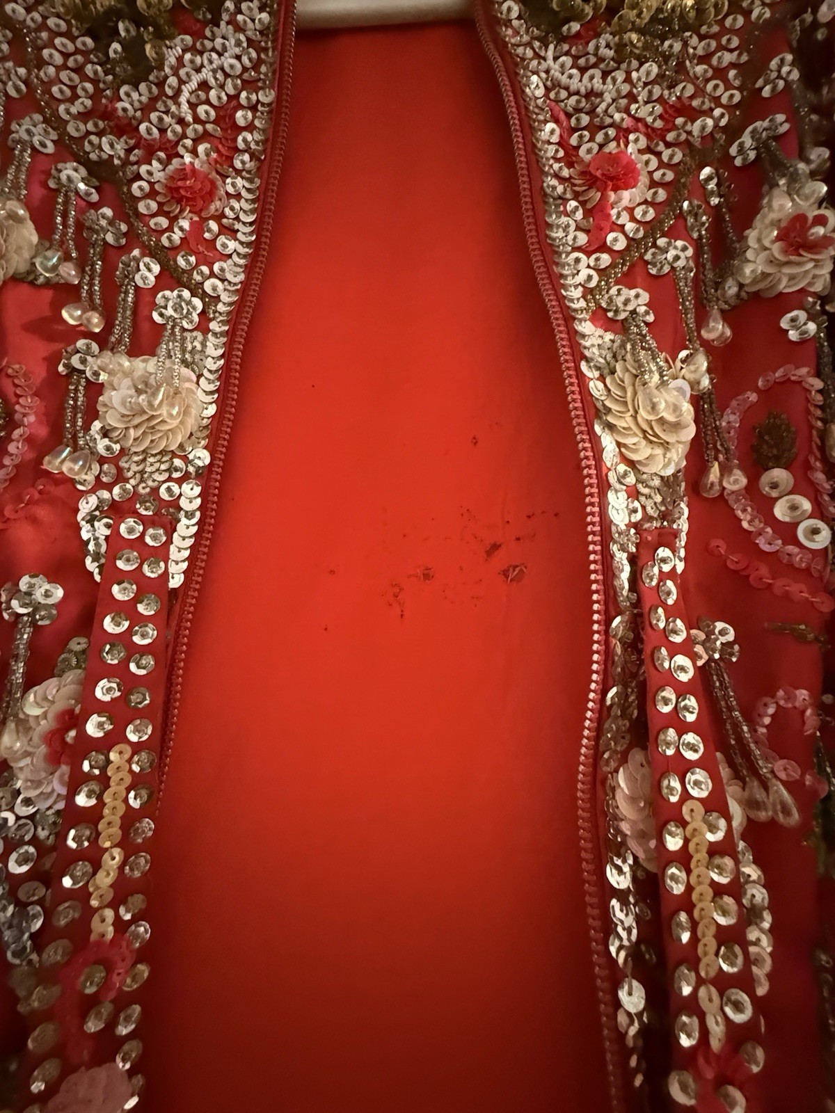 Vintage Beaded Silk Jacket Oriental Heavily Embellished Dragon & Peacock Sequin