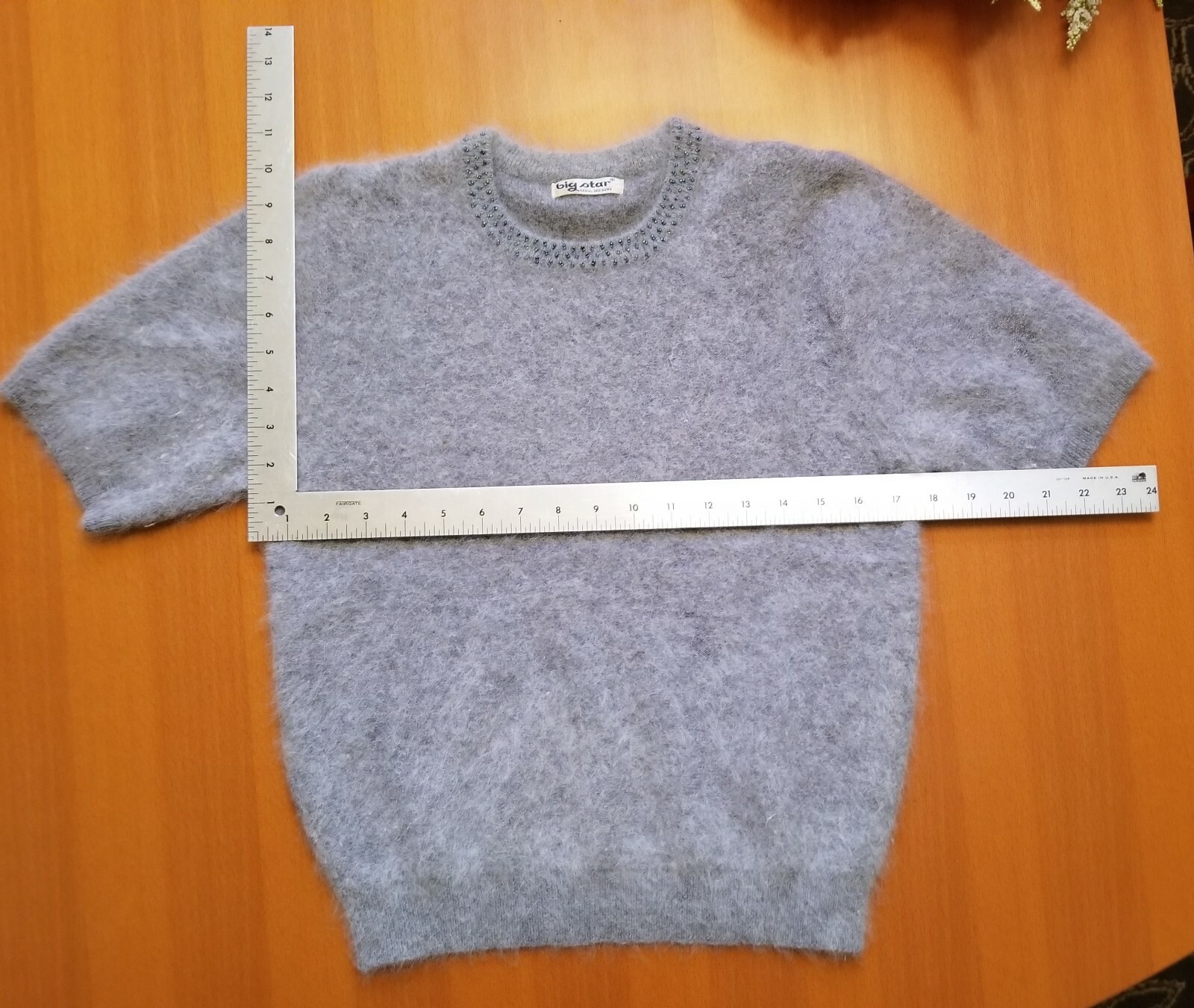 Big Star Angora Round Neck Sweater Vintage Beading Size Small